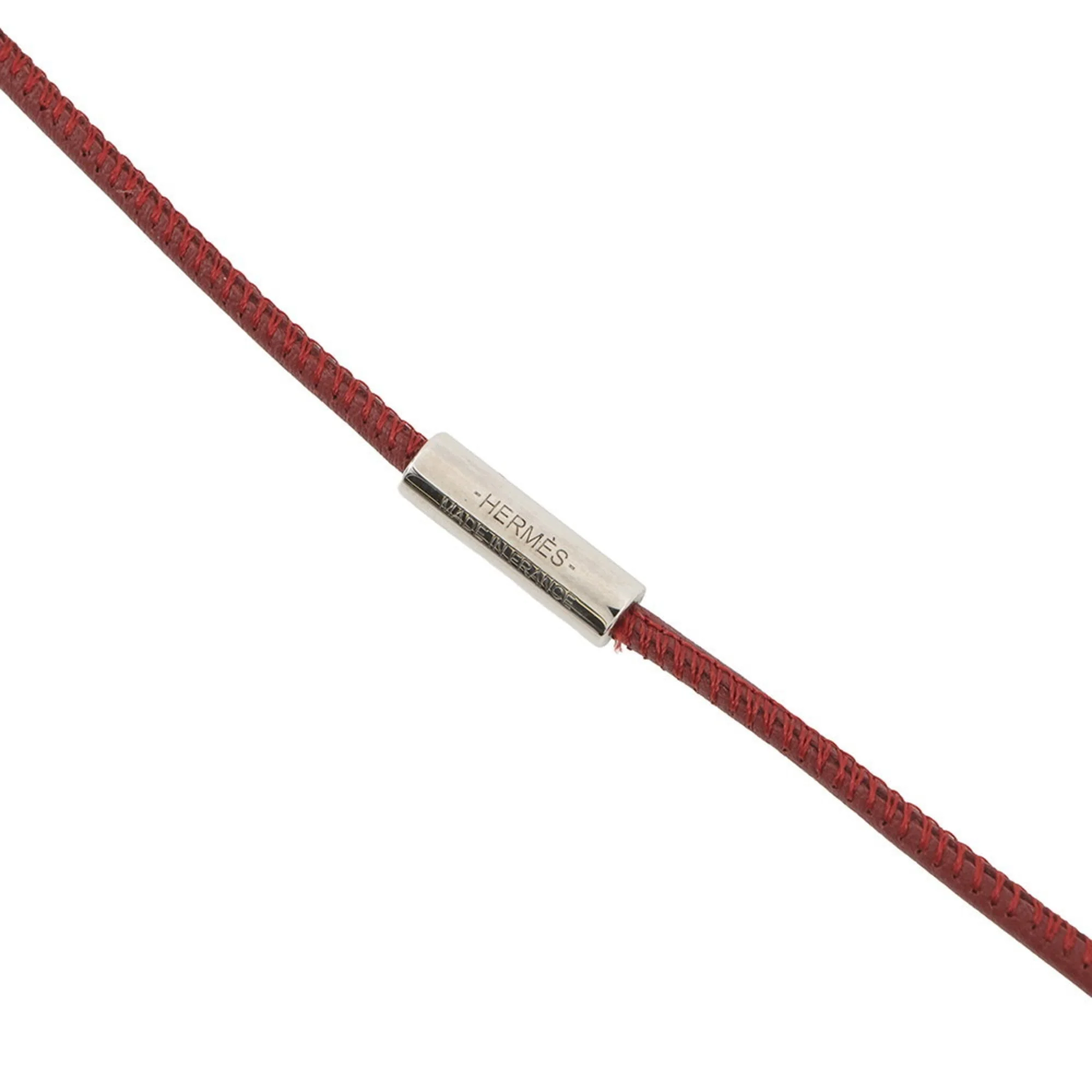 Pendant Necklace Lacquer and Swift Leather Rouge Grenat - Image 5