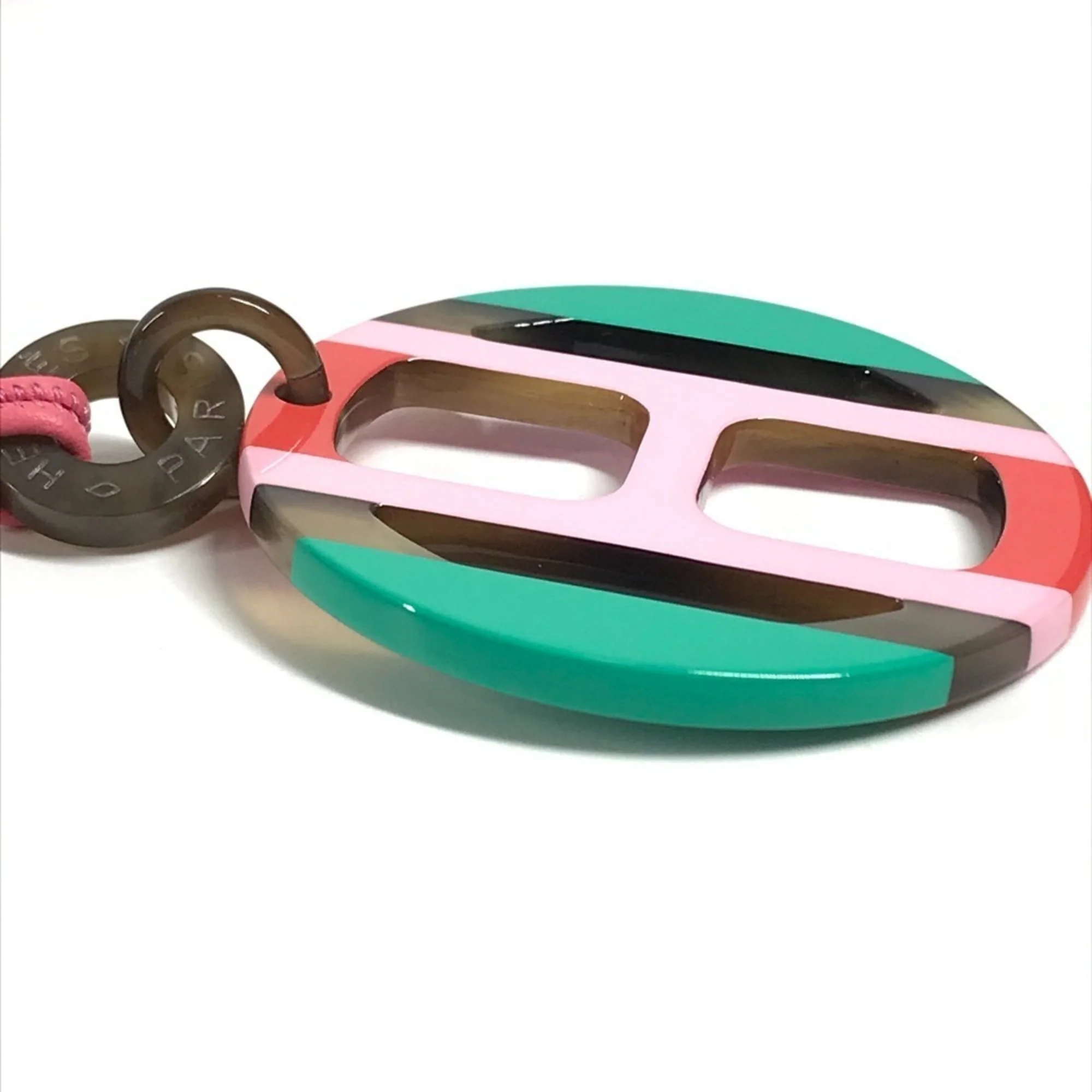 Pendant Necklace Lacquer Green and Pink - Image 4