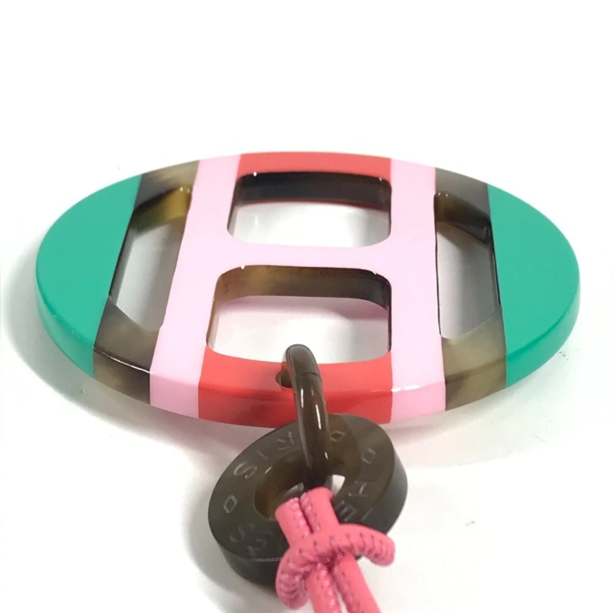 Pendant Necklace Lacquer Green and Pink - Image 7