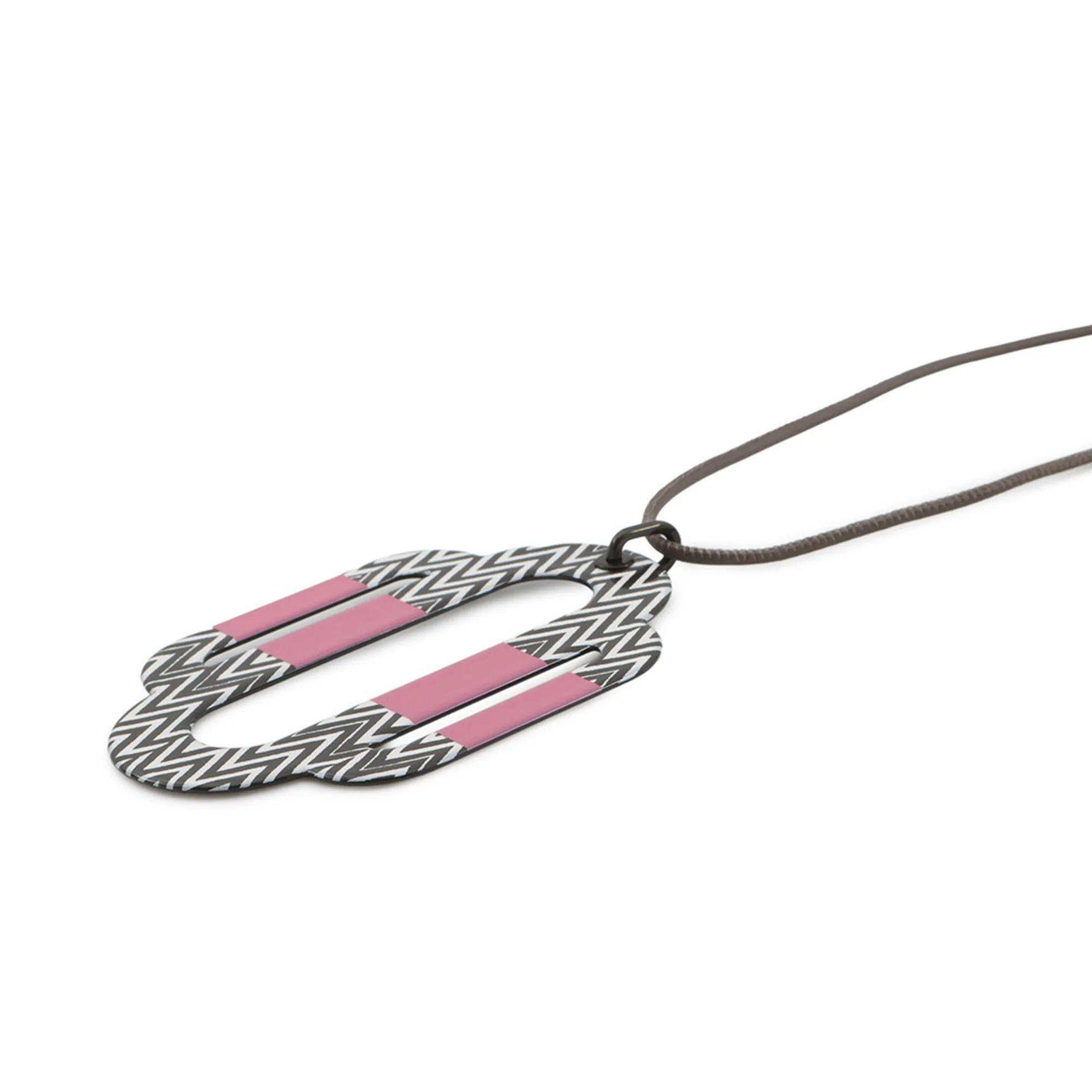 Pendant Necklace Metal Black Pink White - Image 2