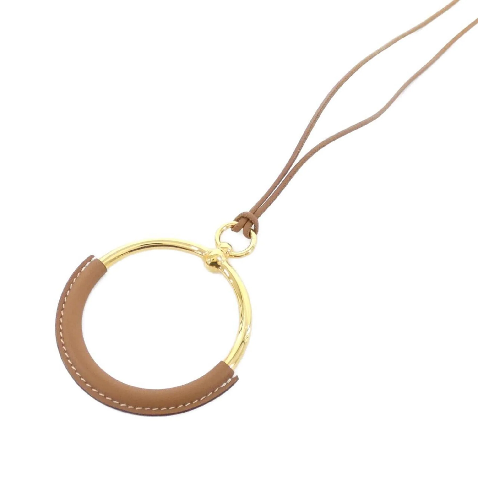 Pendant Necklace Swift Leather and Gold