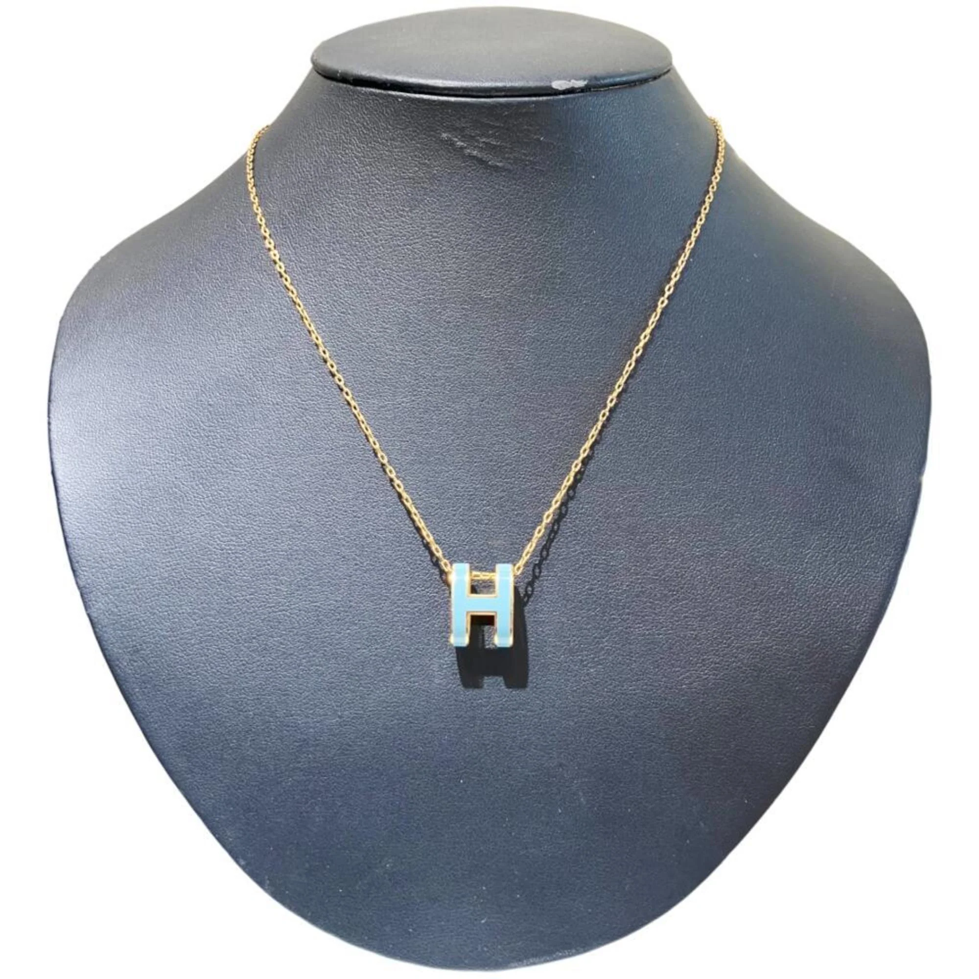 Pop Ash Pendant Necklace Metal Blue Gold - Image 3