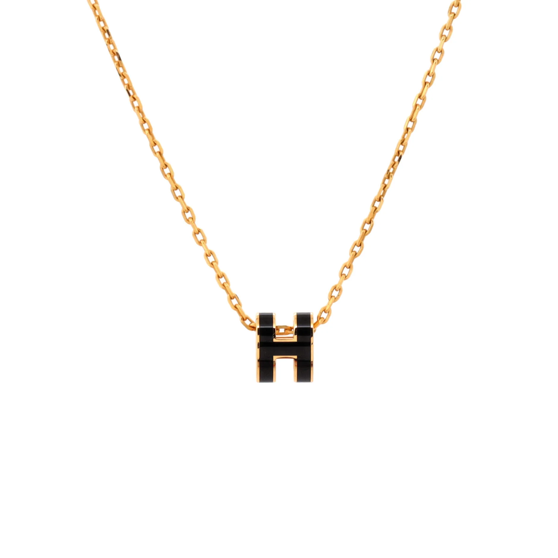 Pop H Pendant Chain Necklace Metal and Enamel Mini
