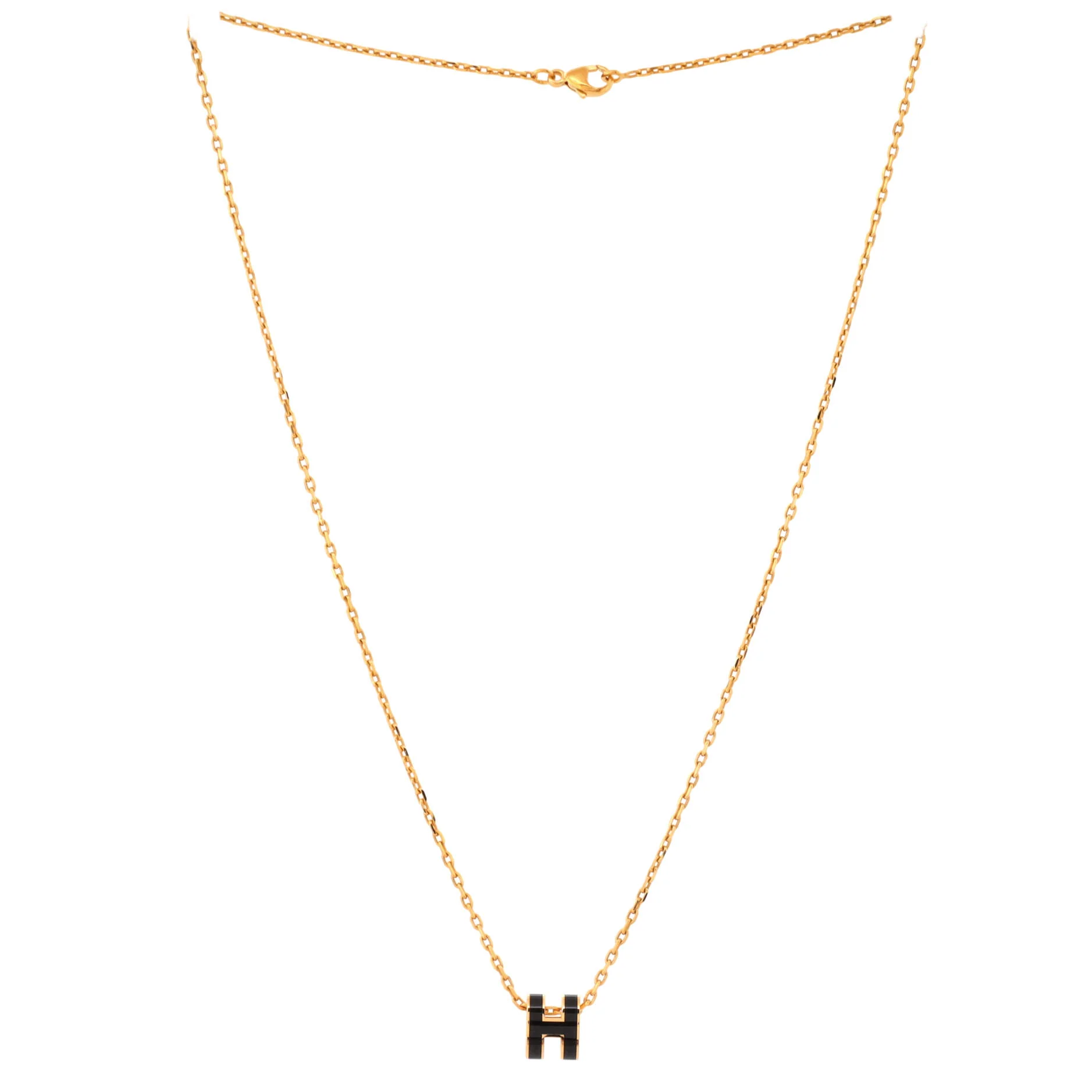 Pop H Pendant Chain Necklace Metal and Enamel Mini - Image 2