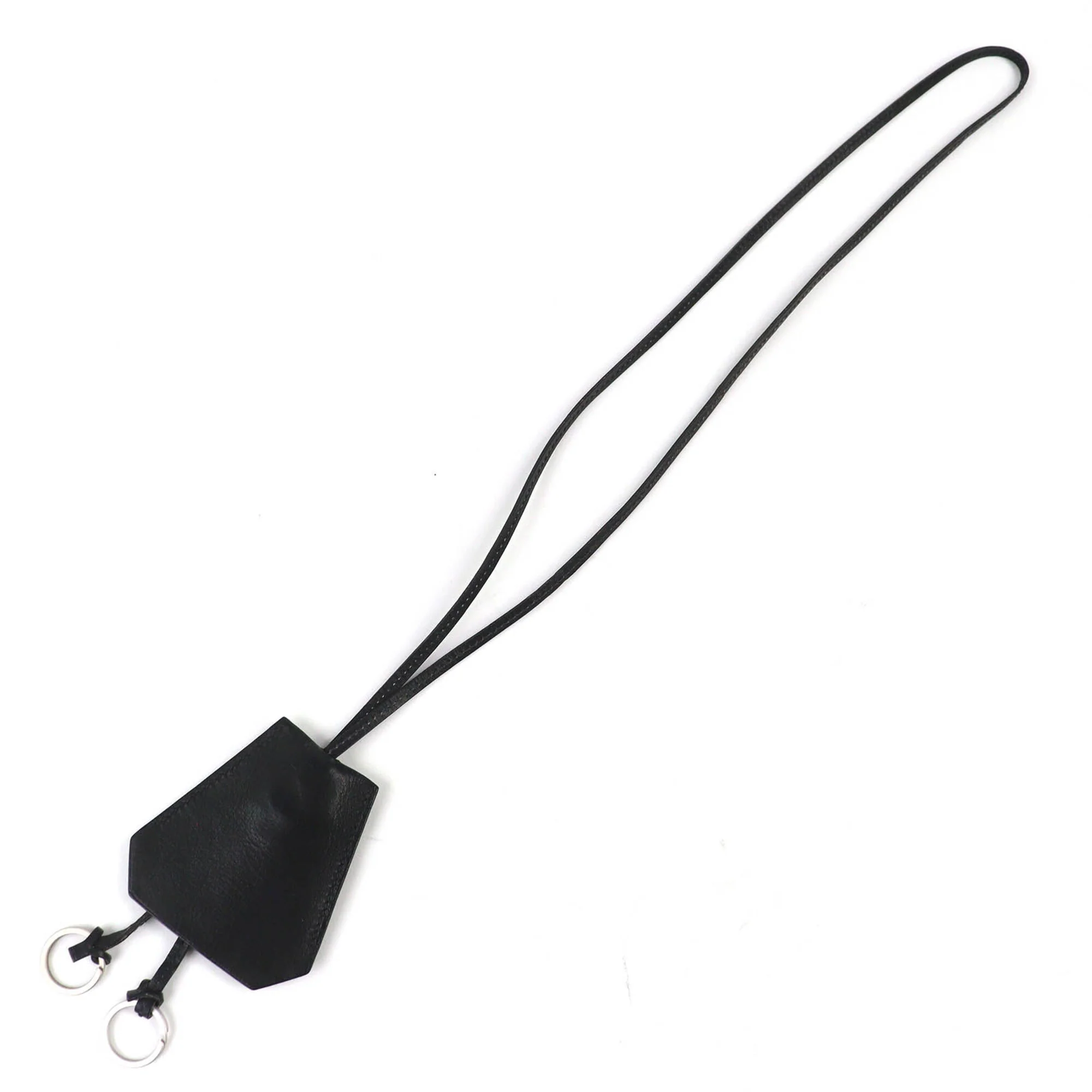 Vintage Pendant Necklace Leather Black - Image 3