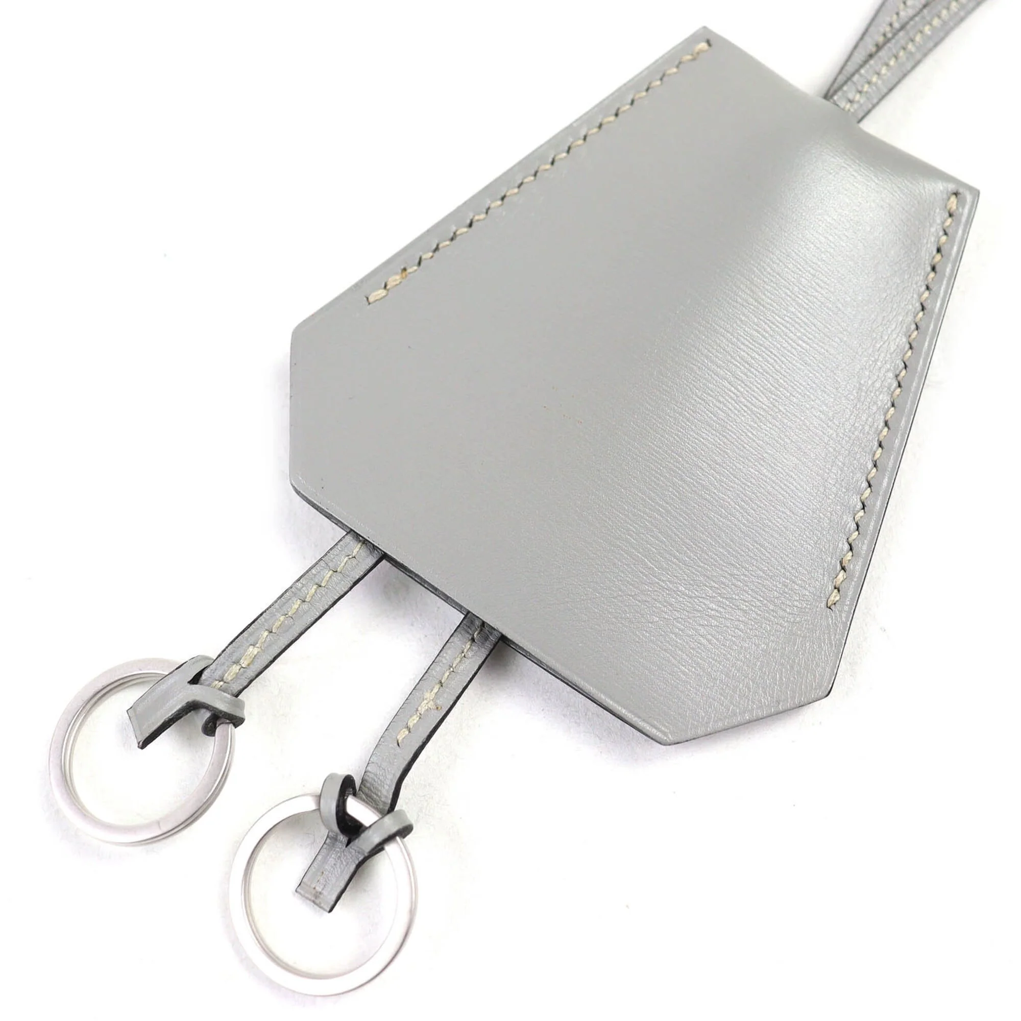 Vintage Pendant Necklace Leather Gray