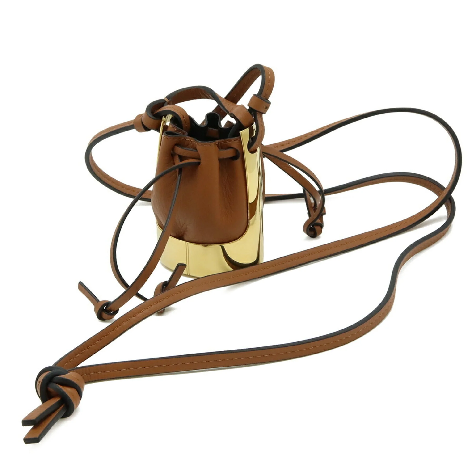 Balloon Bag Pendant Necklace Leather Brown - Image 3