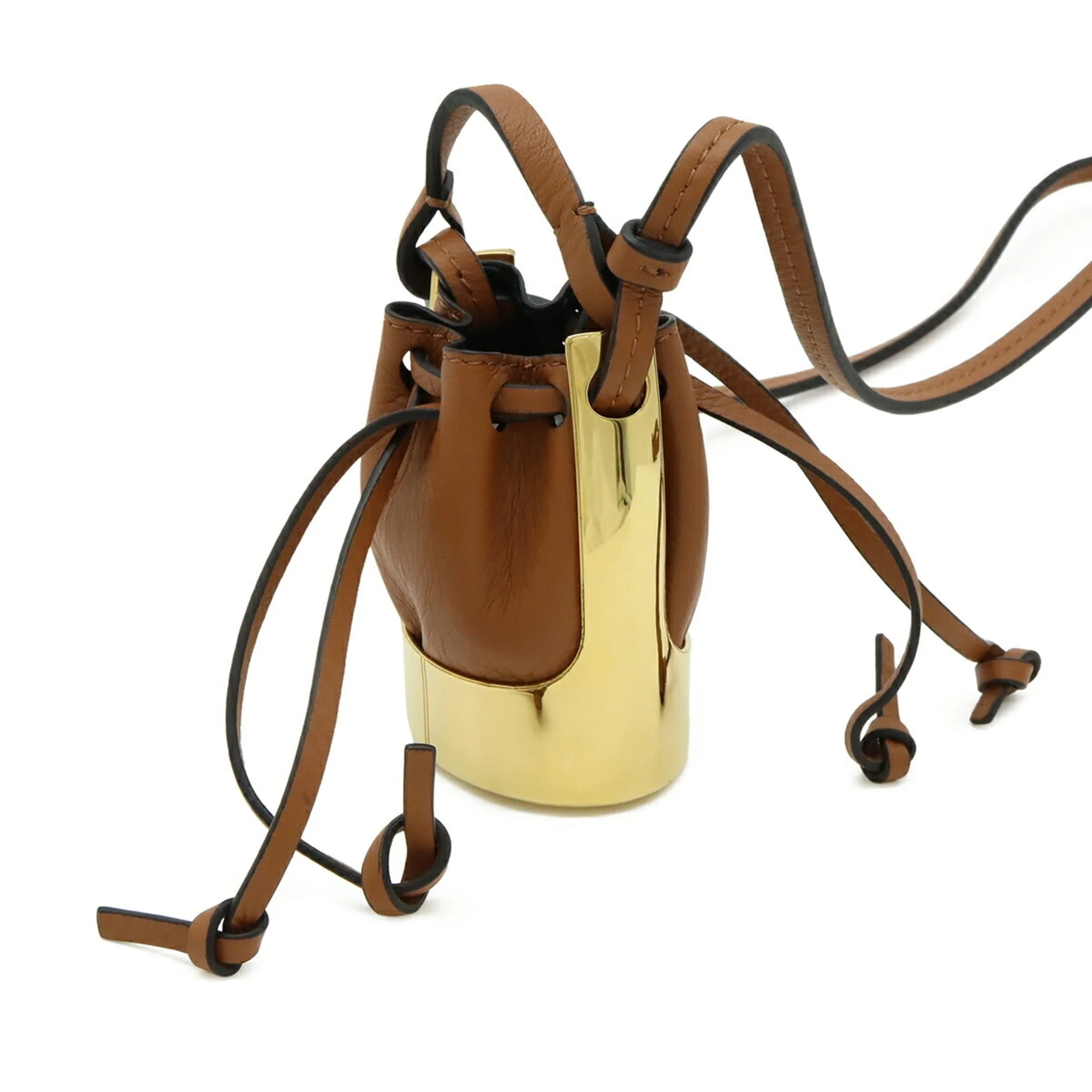 Balloon Bag Pendant Necklace Leather Brown - Image 4