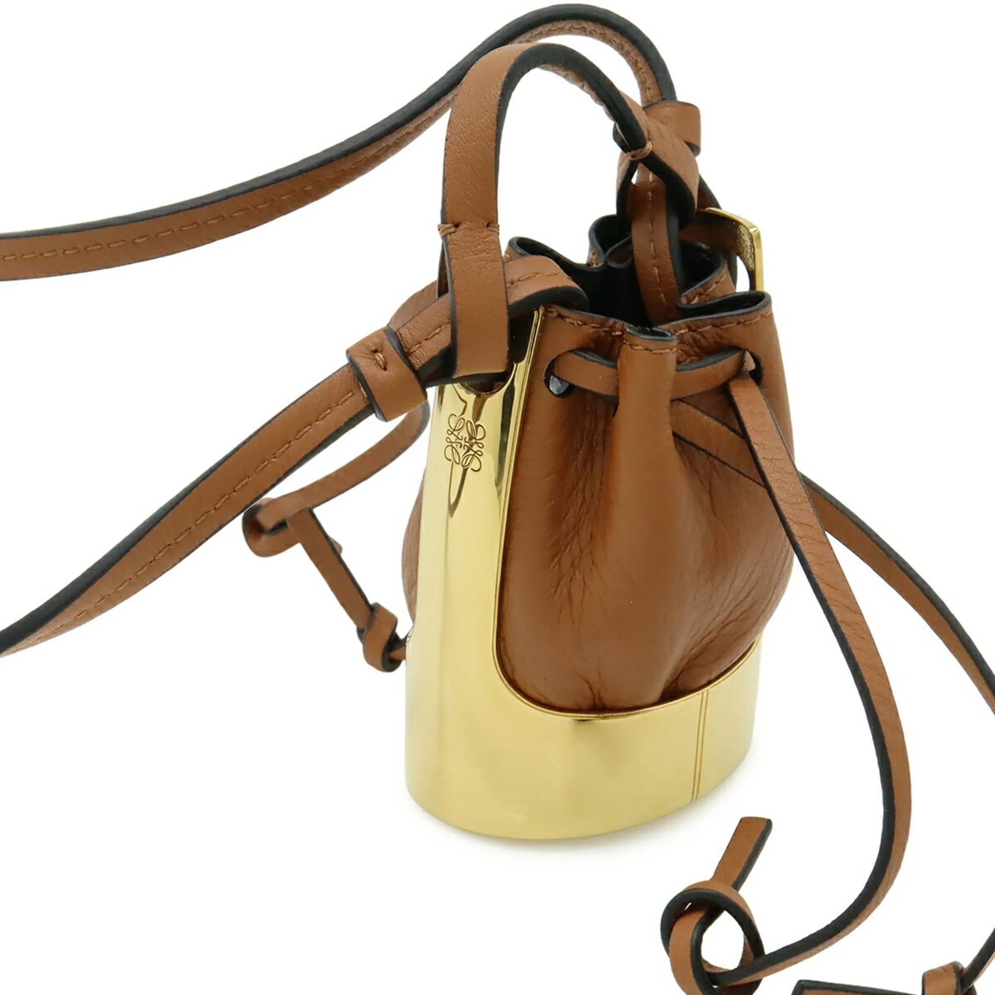 Balloon Bag Pendant Necklace Leather Brown - Image 5