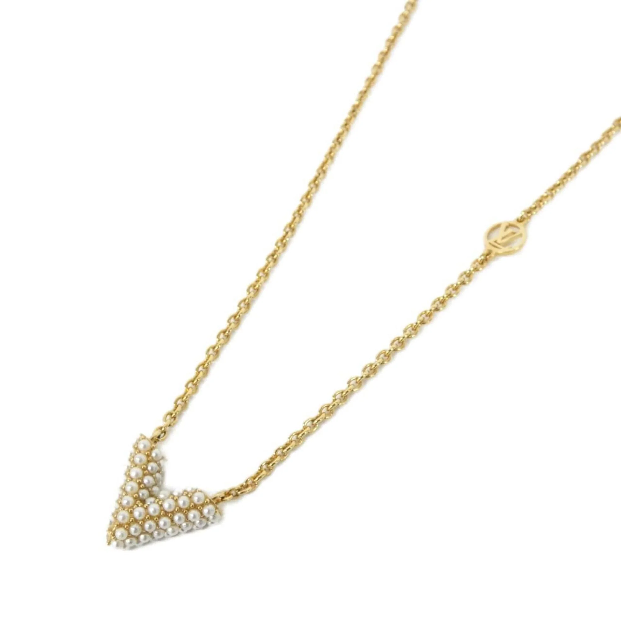 Collier Essential V Pearl Pendant Necklace Gold White