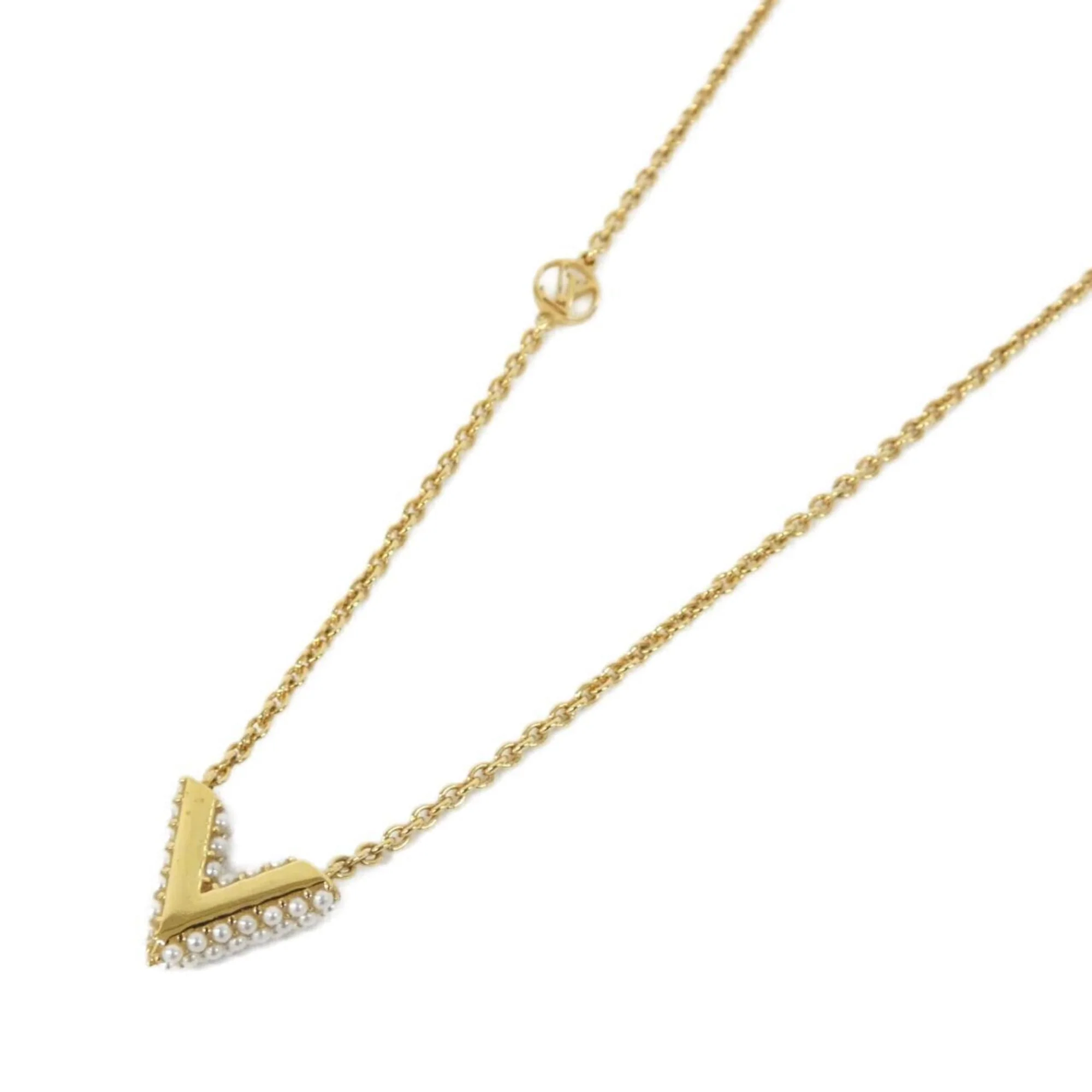 Collier Essential V Pearl Pendant Necklace Gold White - Image 3