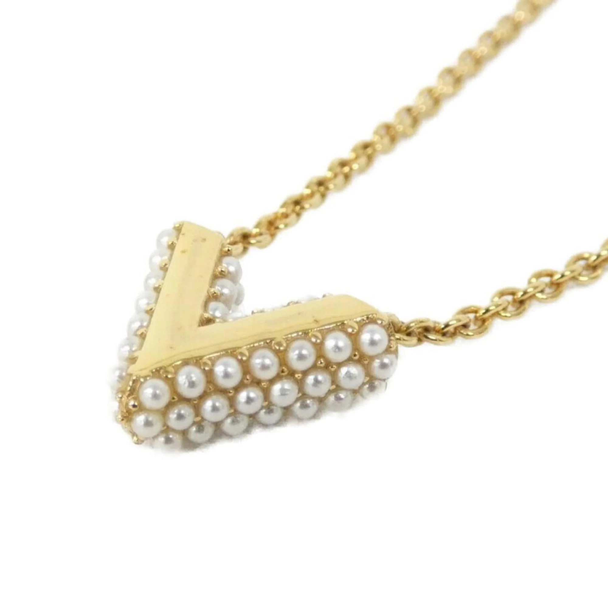 Collier Essential V Pearl Pendant Necklace Gold White - Image 4