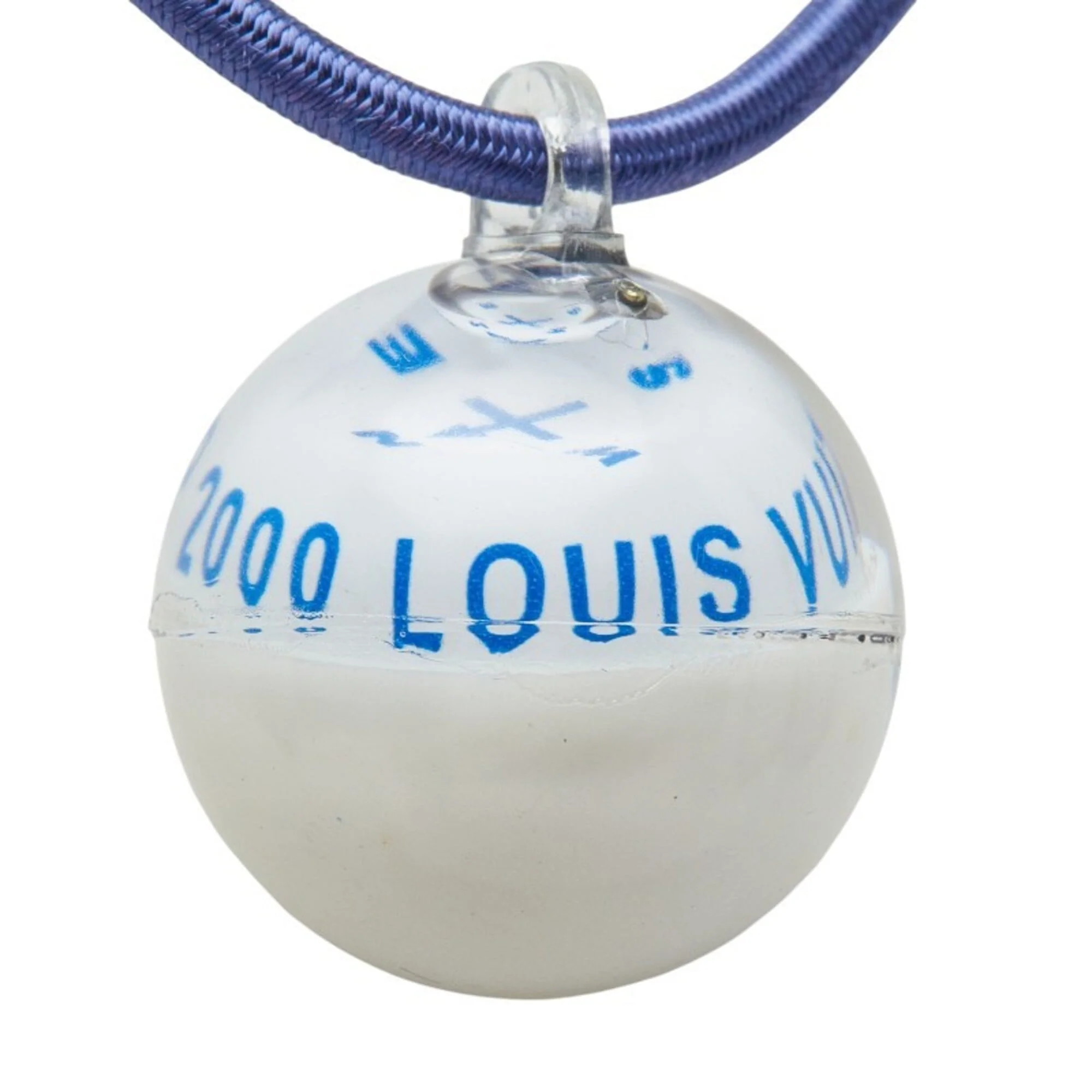 Compass Pendant Necklace Plastic and Rubber Blue and White - Image 3