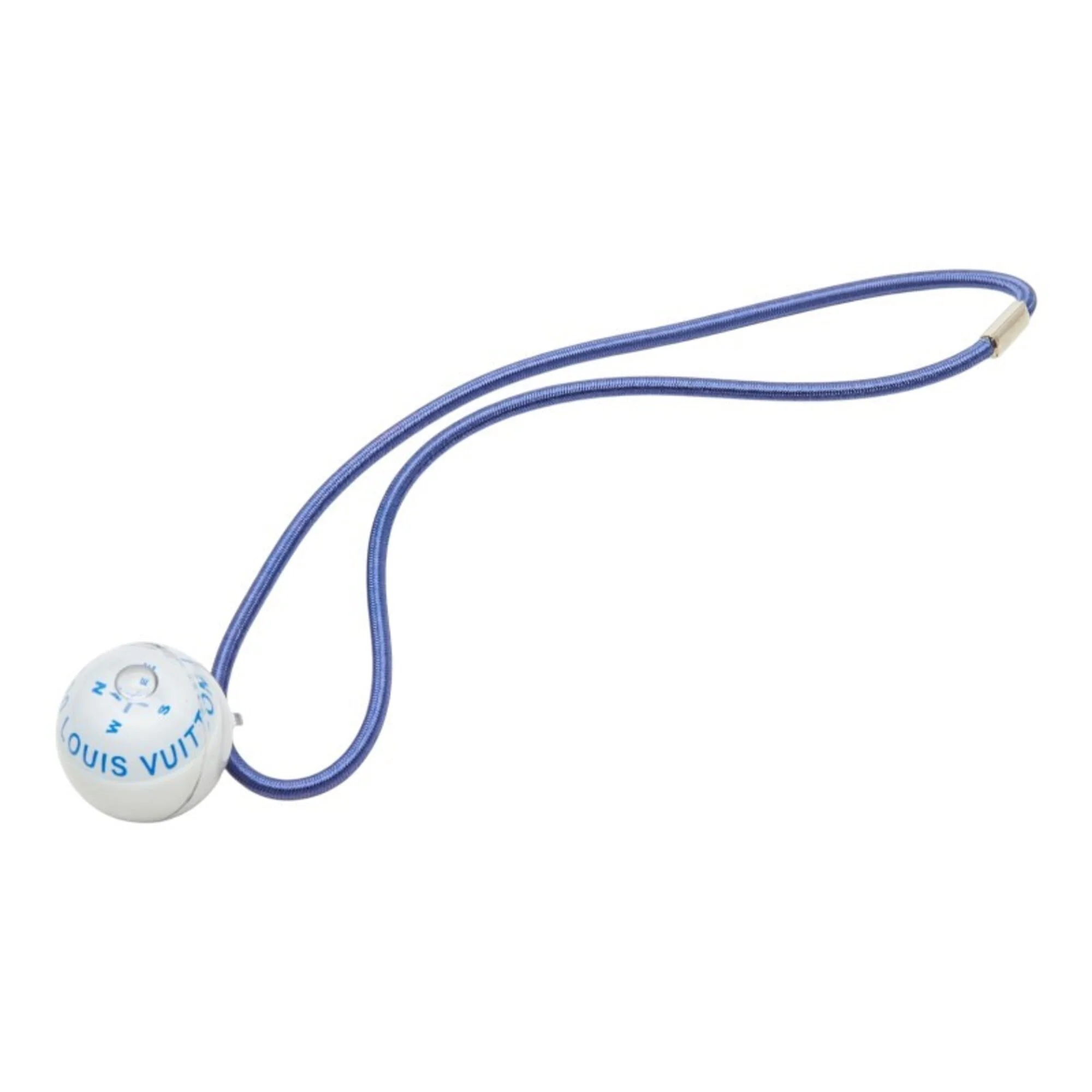 Compass Pendant Necklace Plastic and Rubber Blue and White - Image 4