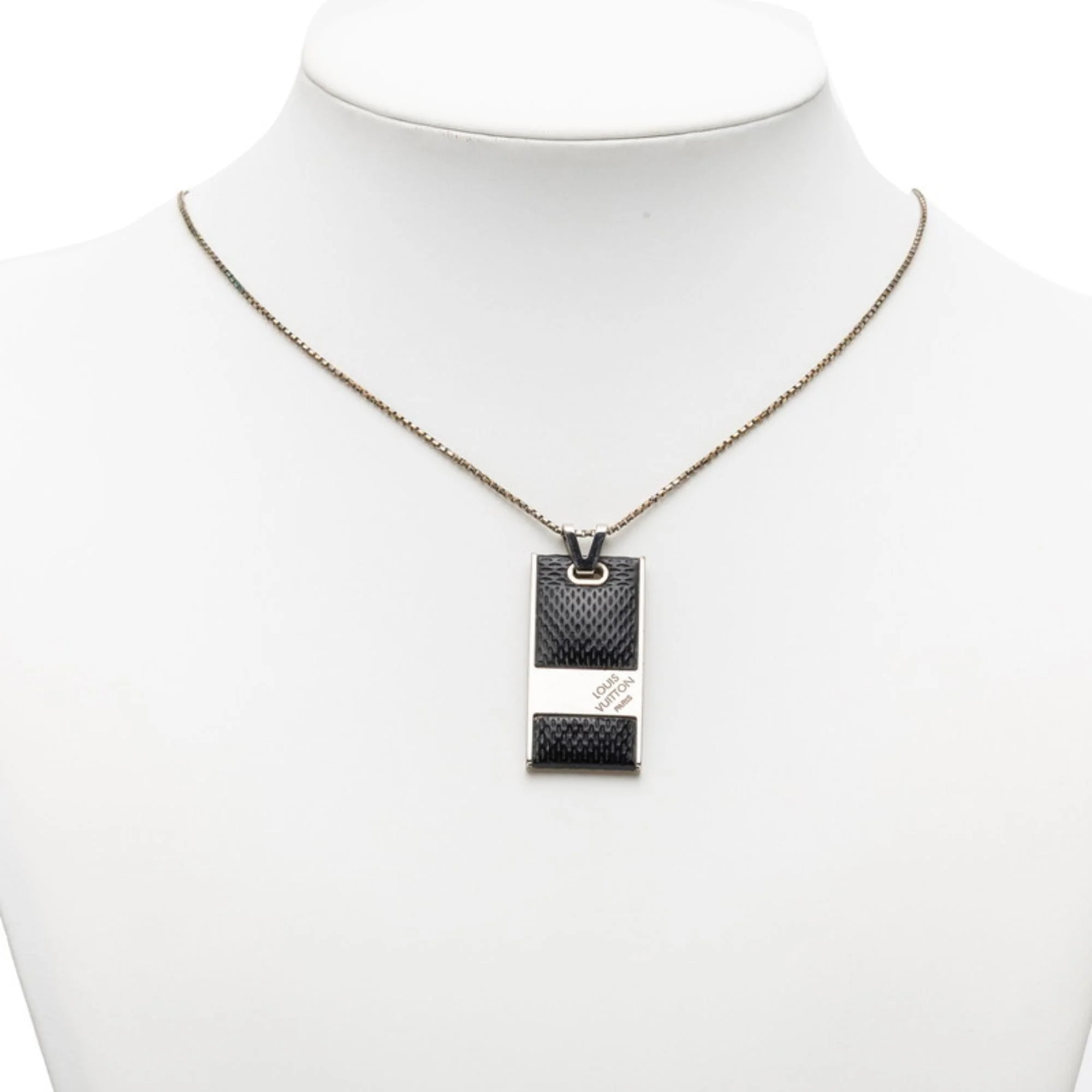 Damier Graphite Pendant Necklace Metal Black - Image 5