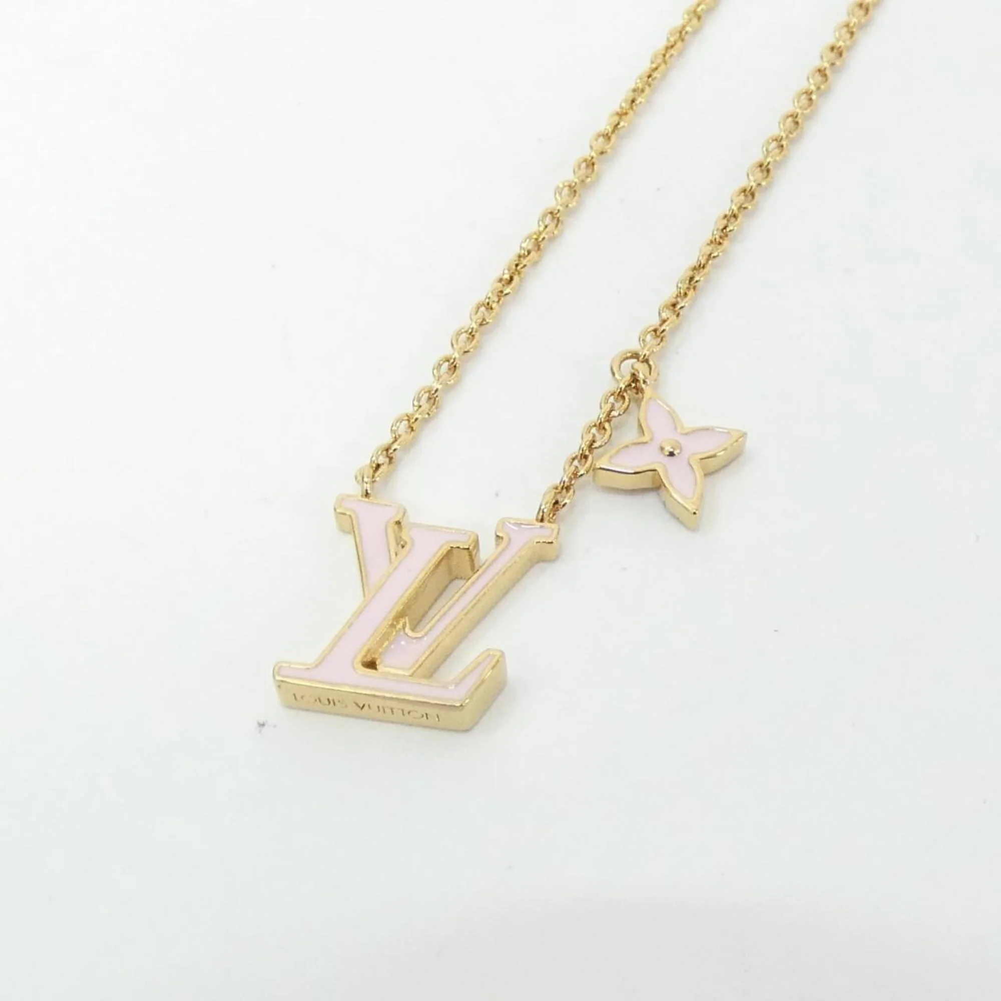 Iconic Enamel Pendant Necklace Gold Pink - Image 3