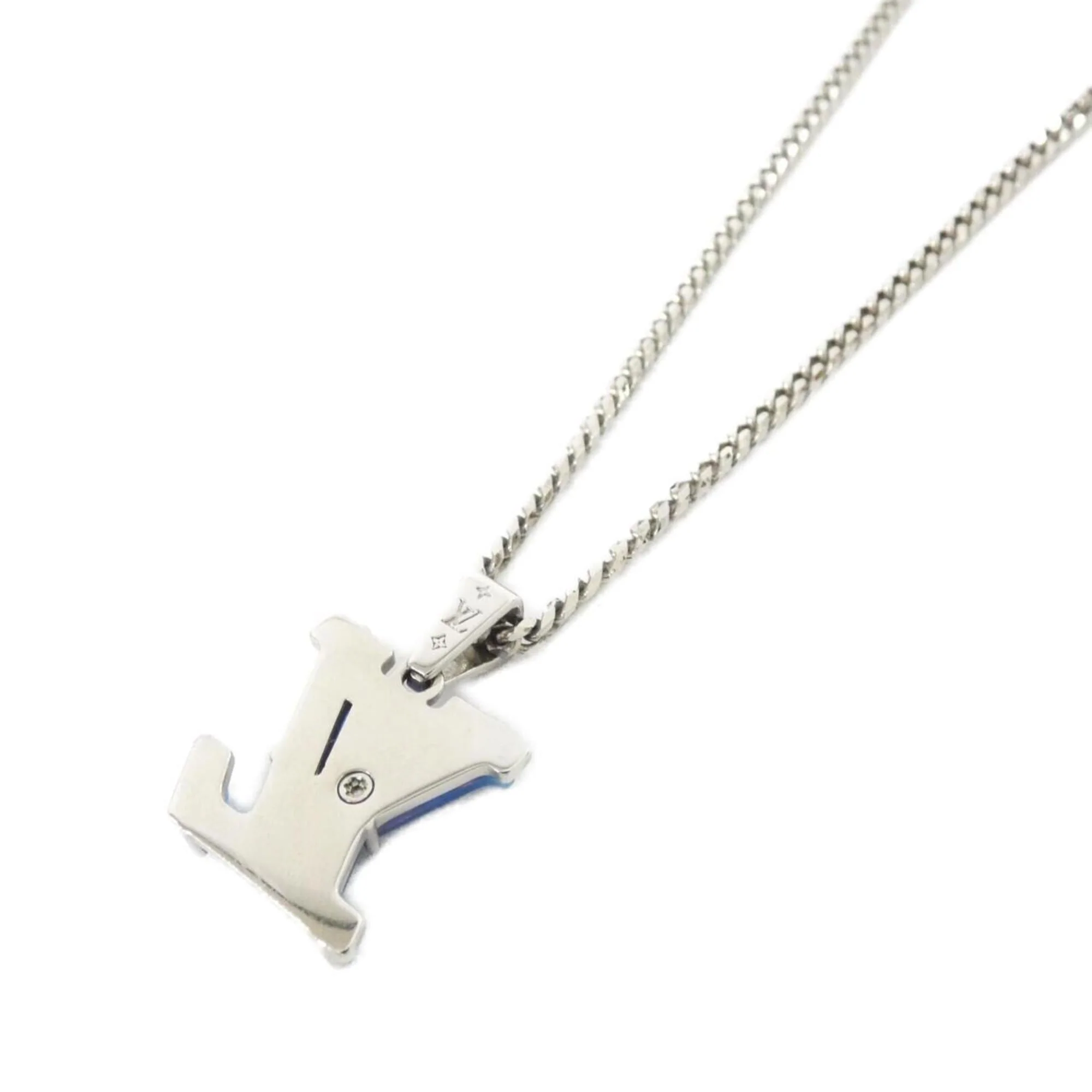 Monogram Pendant Necklace Silver Blue Purple - Image 3