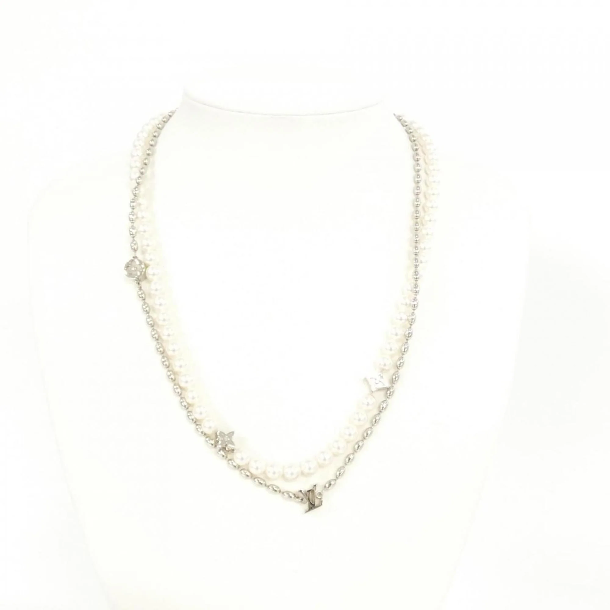 Pearl Fusion Pendant Necklace Silver White - Image 4