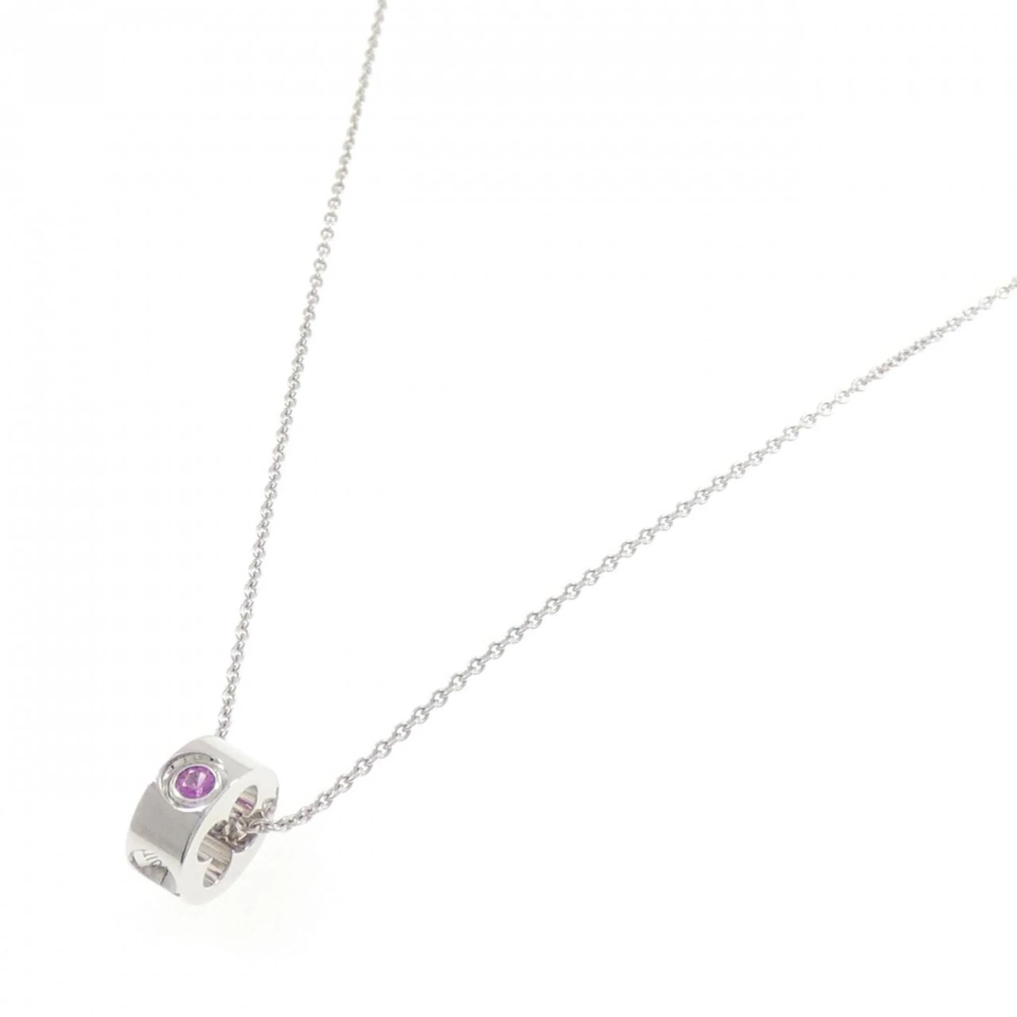 Pendant Necklace 18K White Gold with Sapphire - Image 2