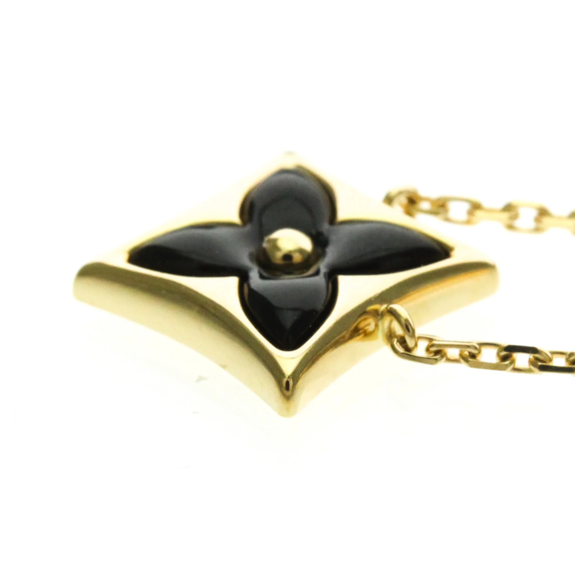 Pendant Necklace 18K Yellow Gold with Diamond and Onyx - Image 3
