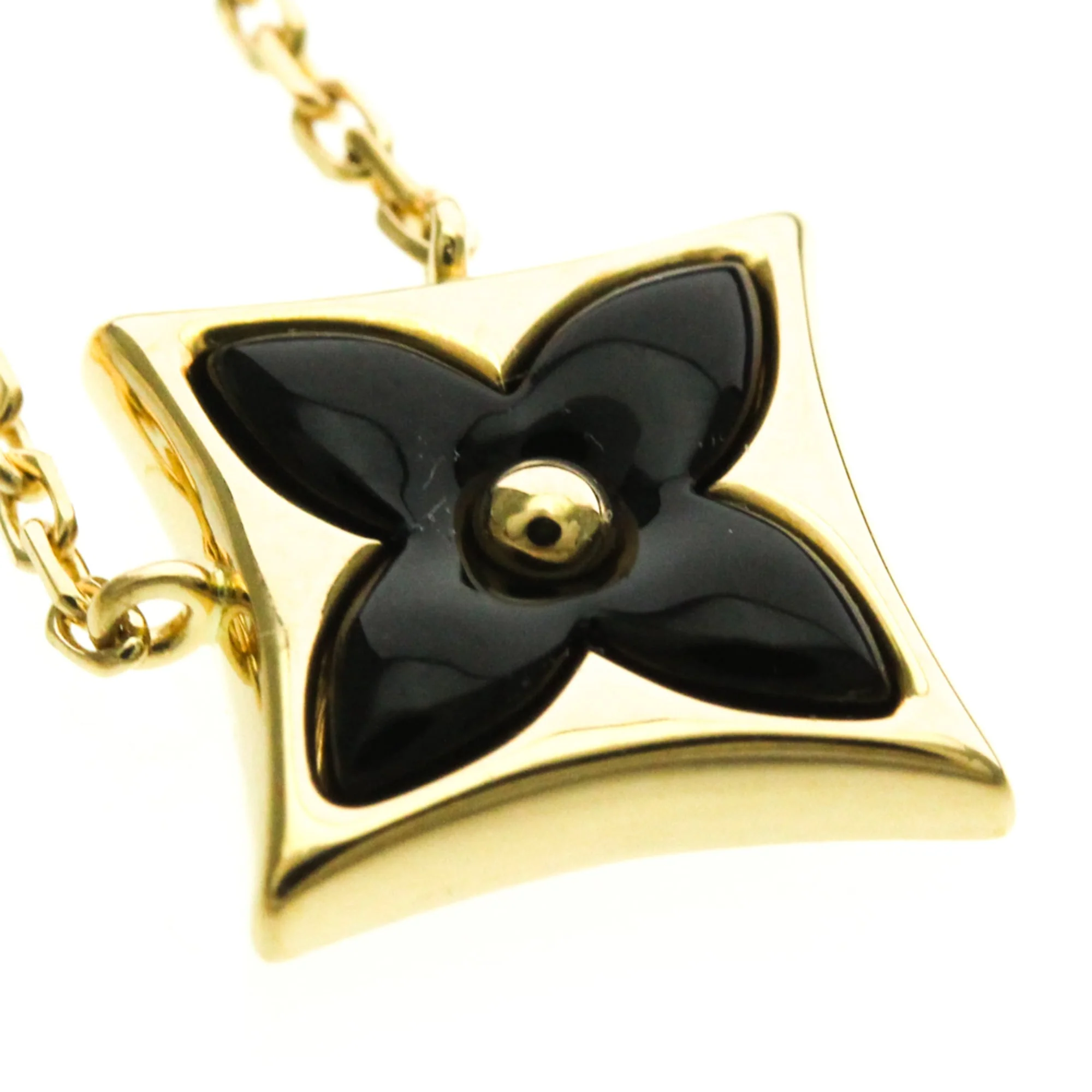 Pendant Necklace 18K Yellow Gold with Diamond and Onyx - Image 7
