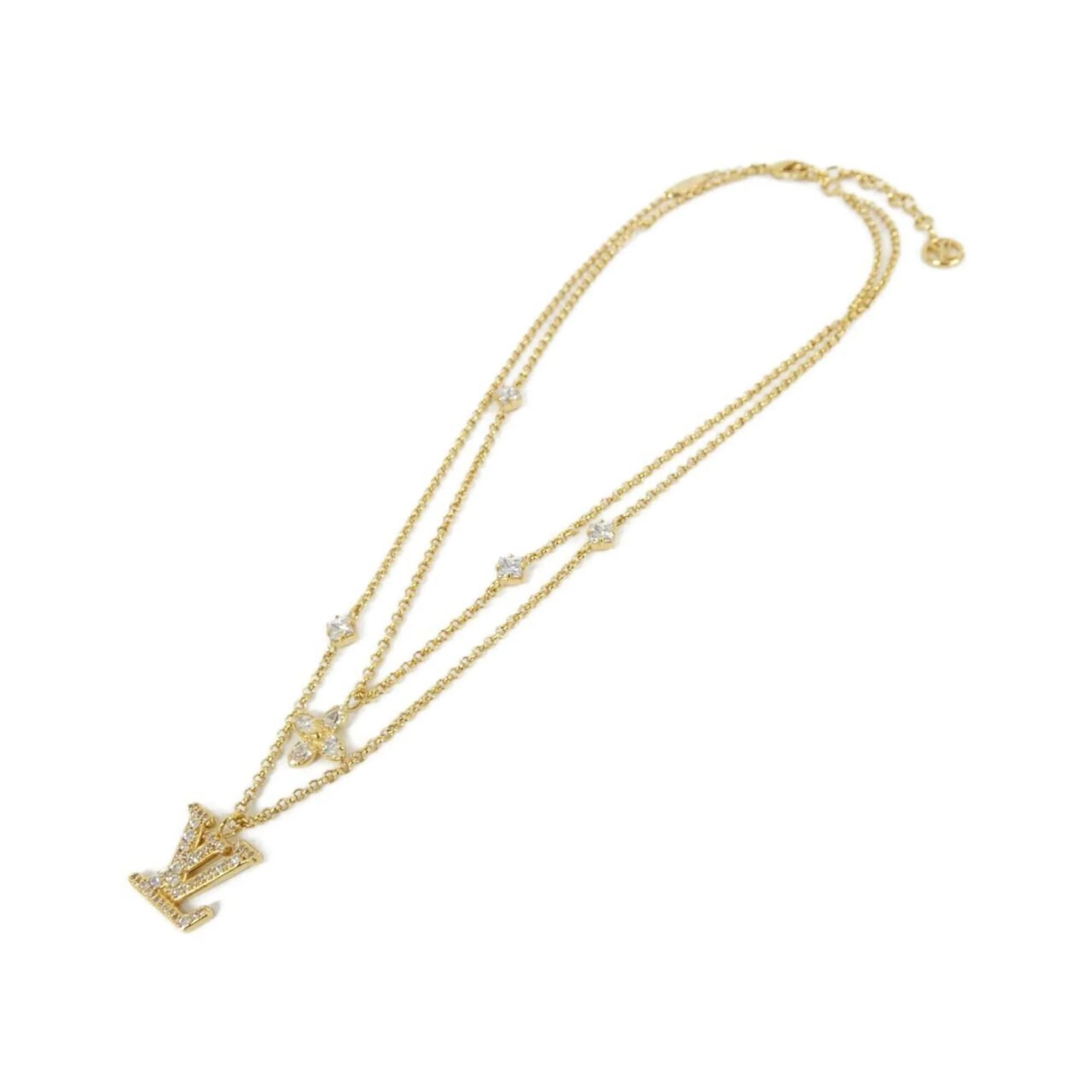 Pendant Necklace Clear and Gold - Image 2