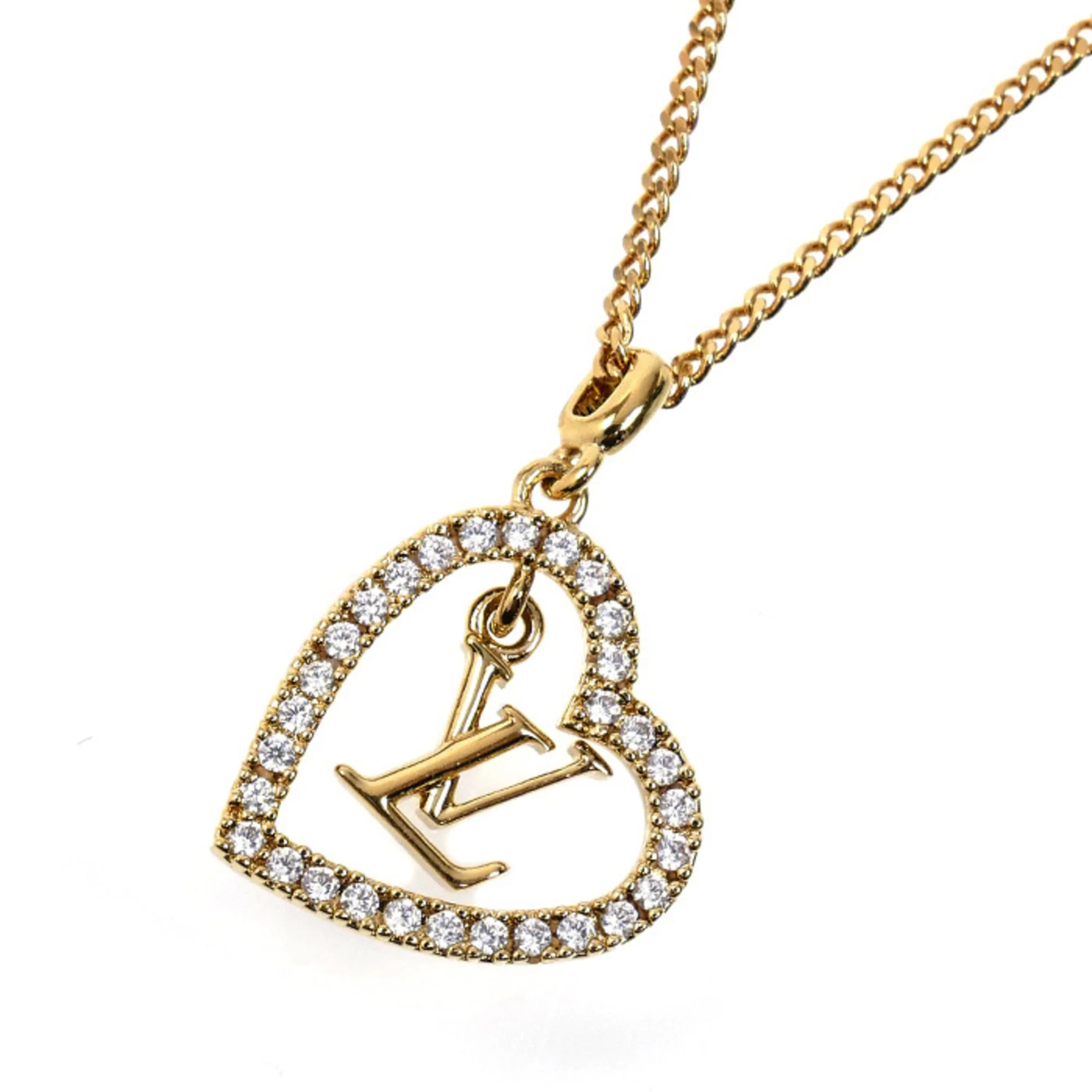Pendant Necklace Gold and Rhinestone
