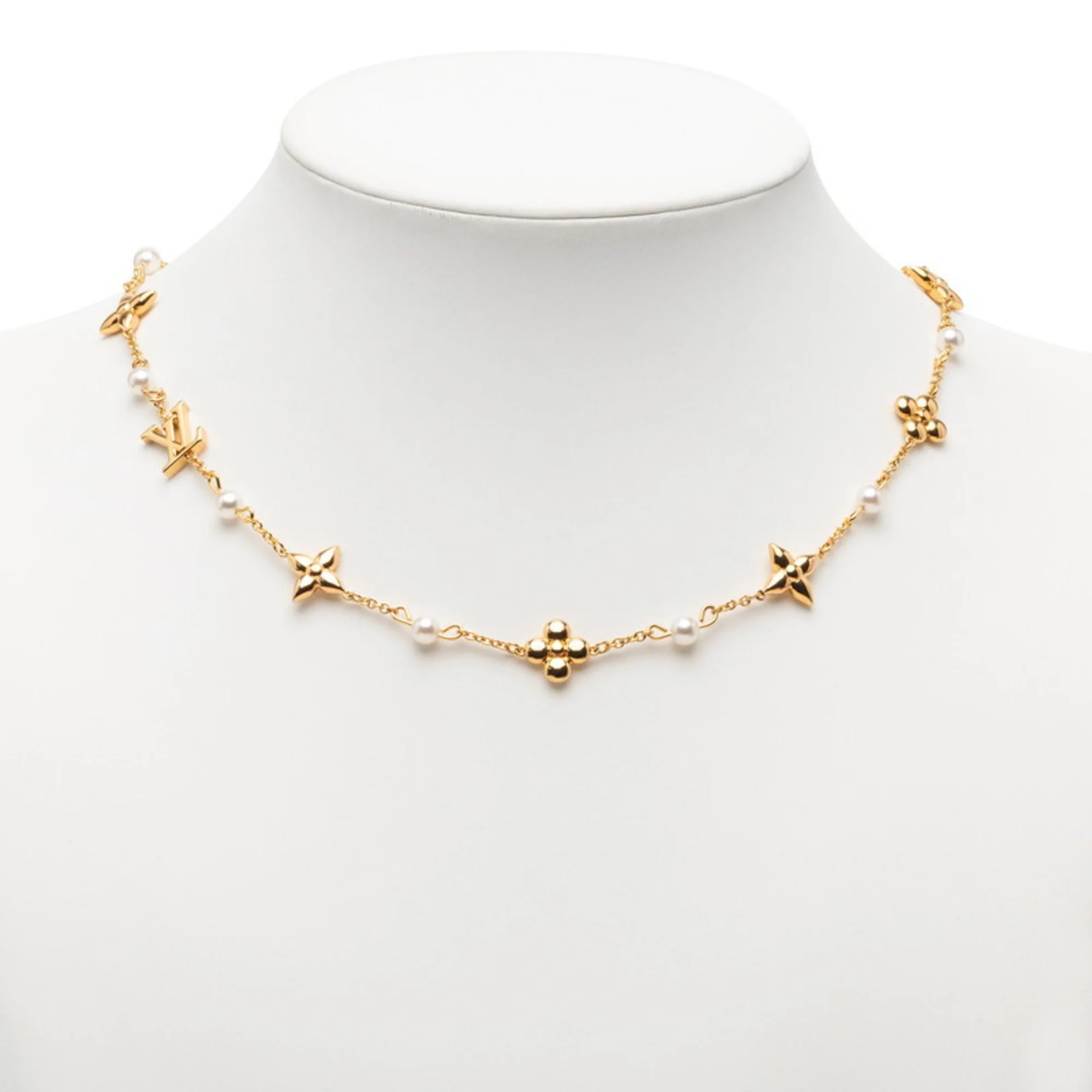 Pendant Necklace Gold Plated With Faux Pearls - Image 6
