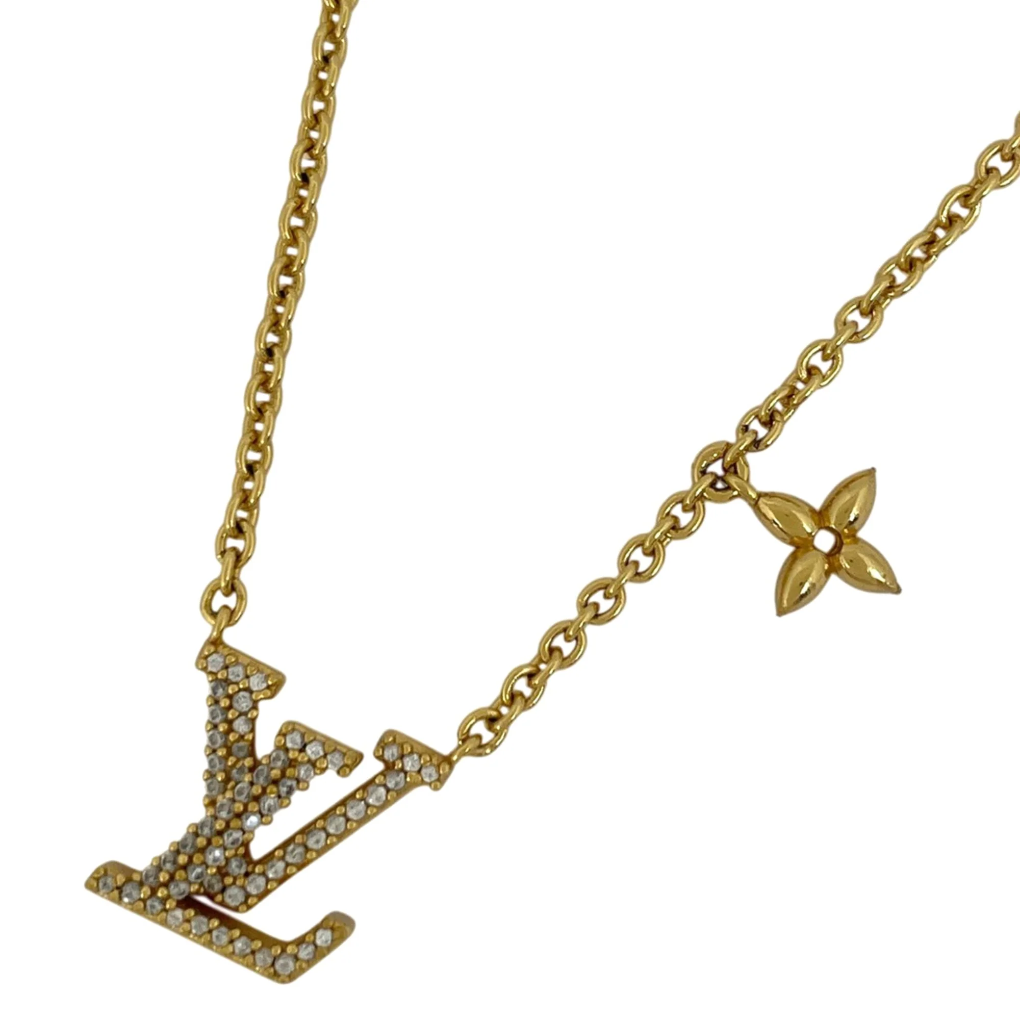 Pendant Necklace Gold With Rhinestone