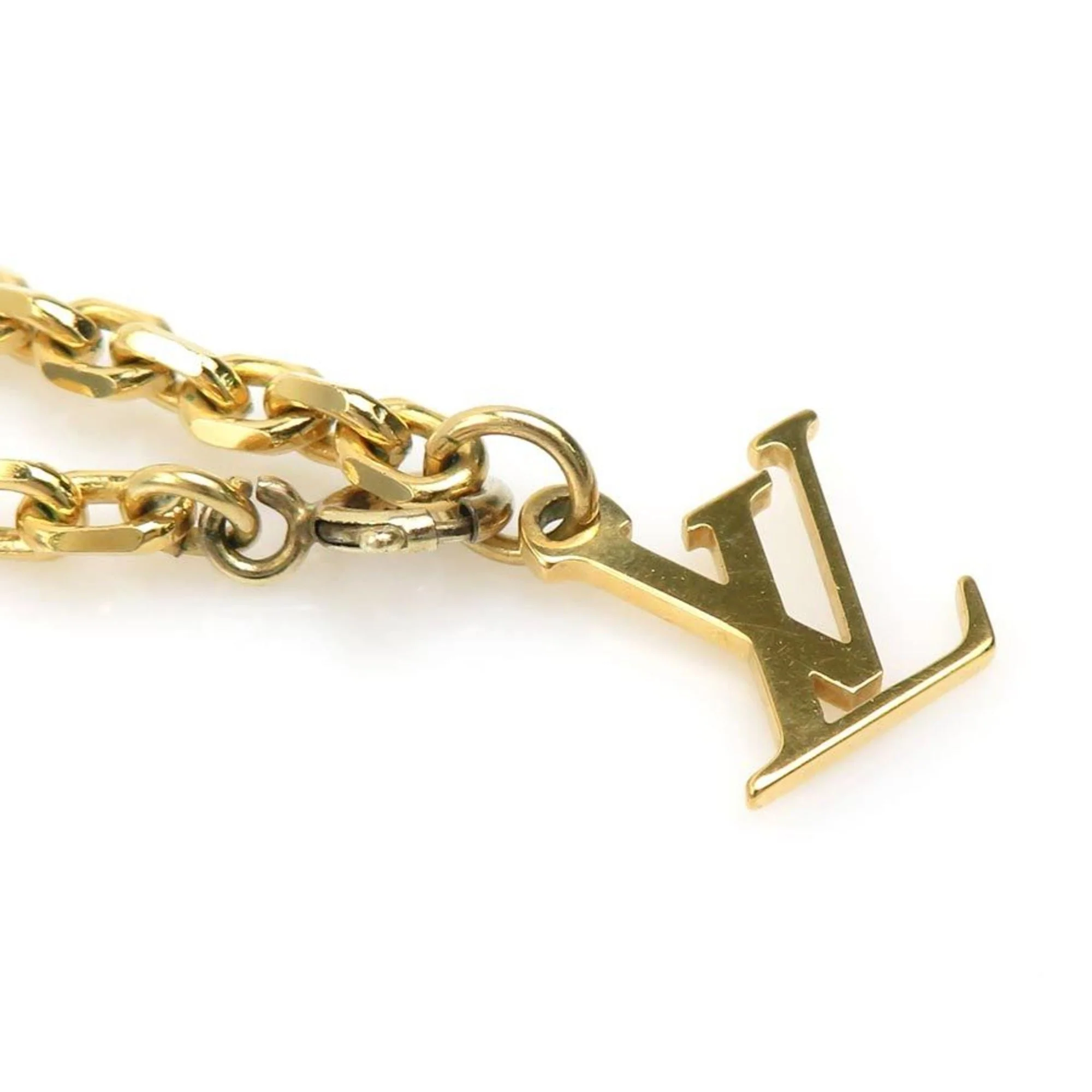 Pendant Necklace Metal Gold and White Damier Pearl - Image 6