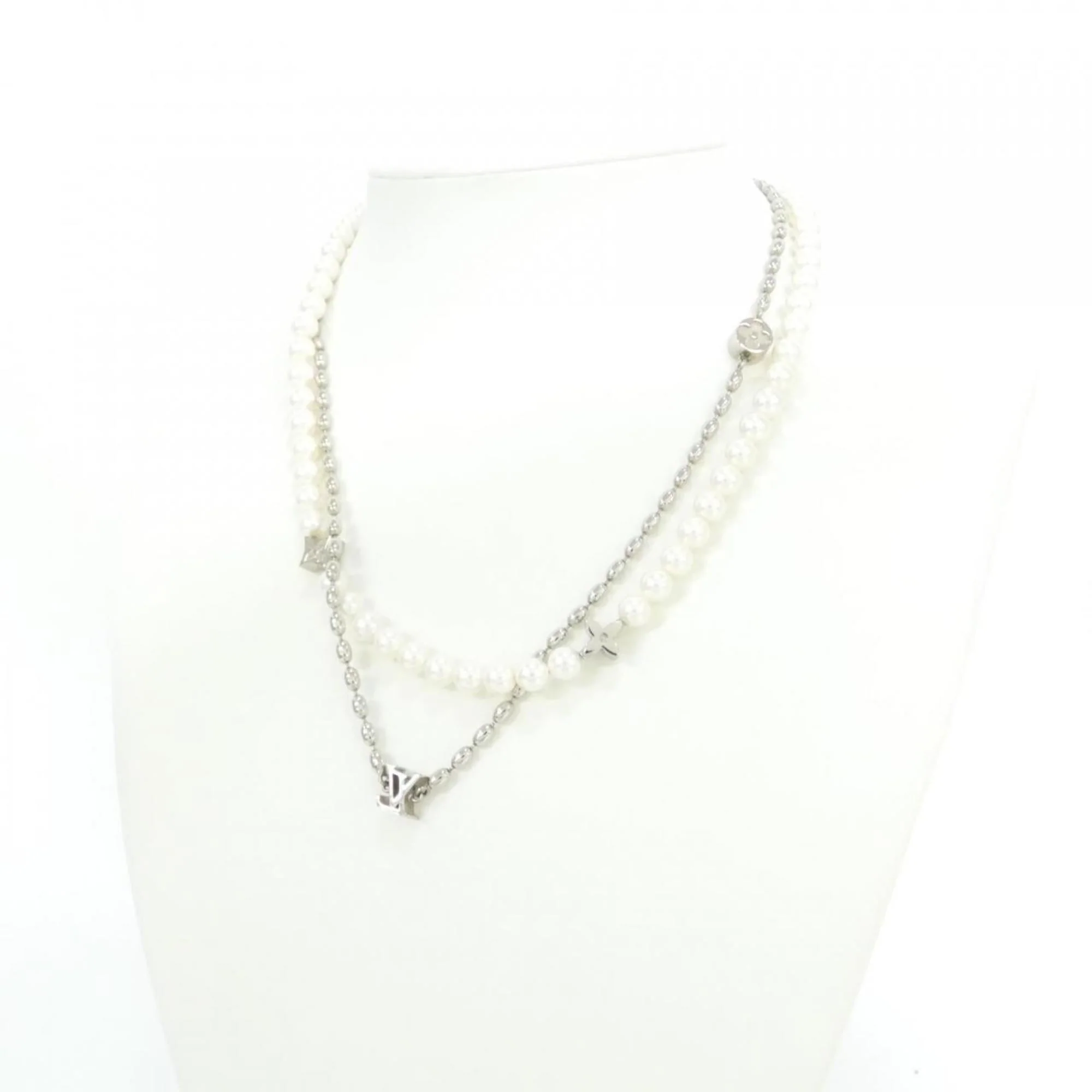 Pendant Necklace Silver and White with Artificial Pearl - Image 4