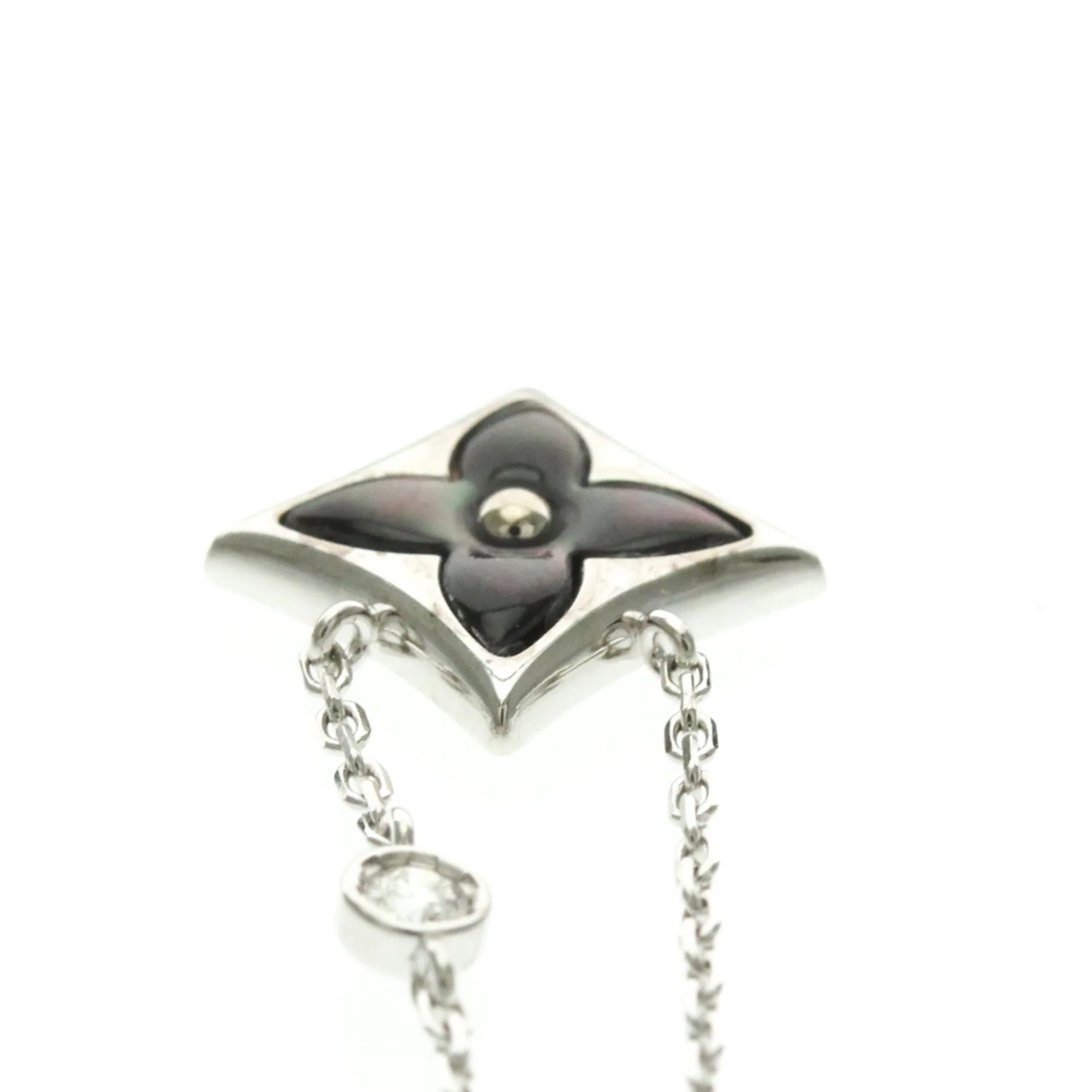 Star Blossom Pendant Necklace 18K White Gold with Diamond - Image 6