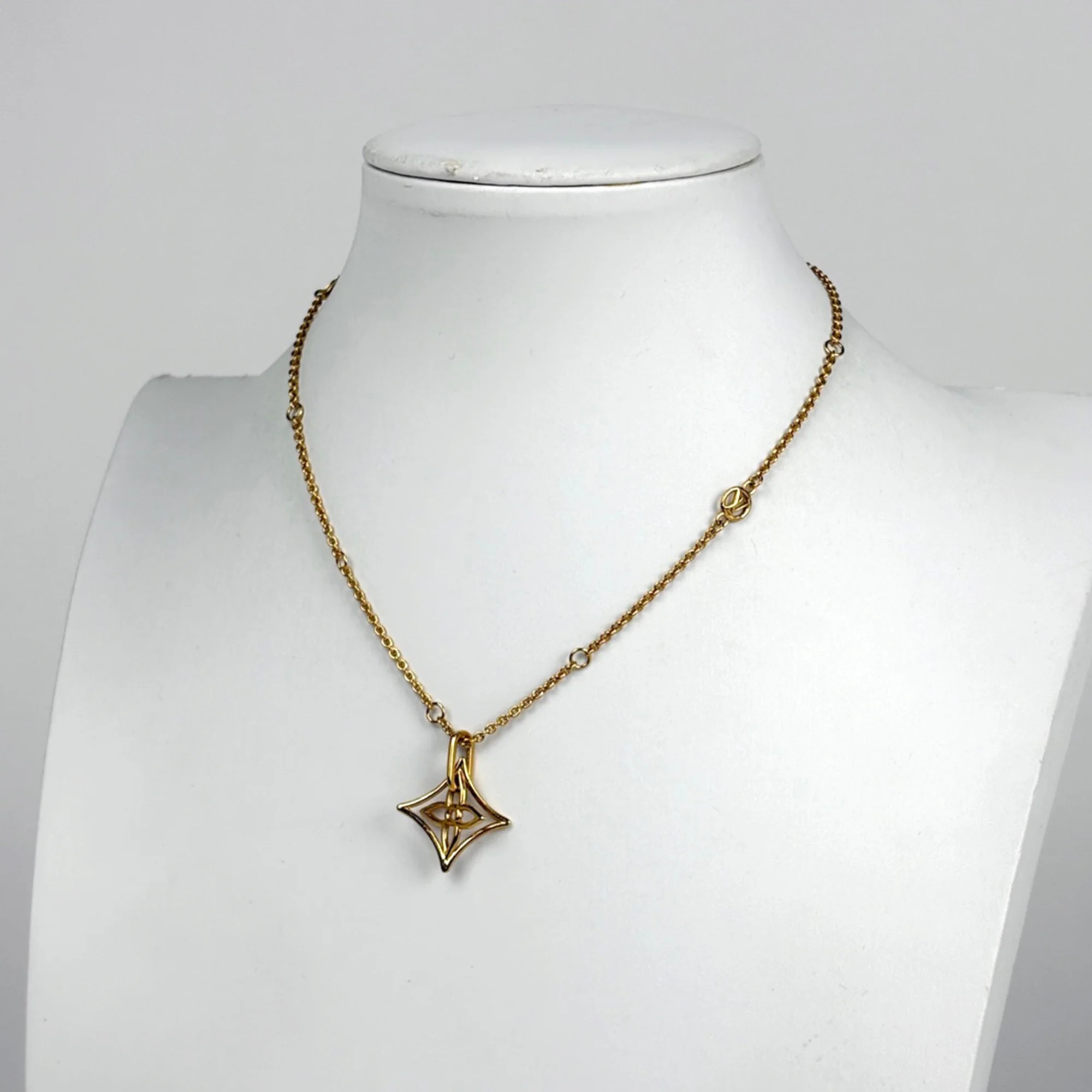 Twiggy Pointed Flower Pendant Necklace Gold - Image 5