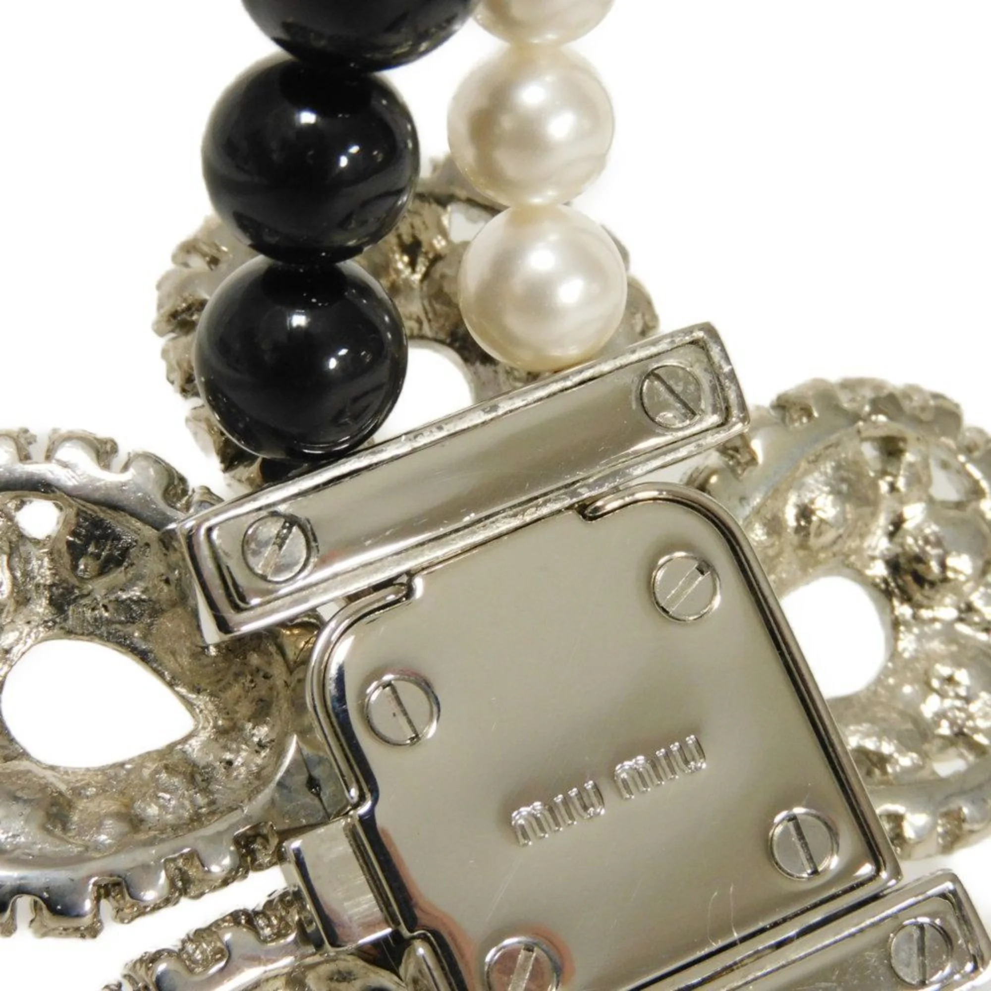 Pendant Necklace Metal and Rhinestone White - Image 7