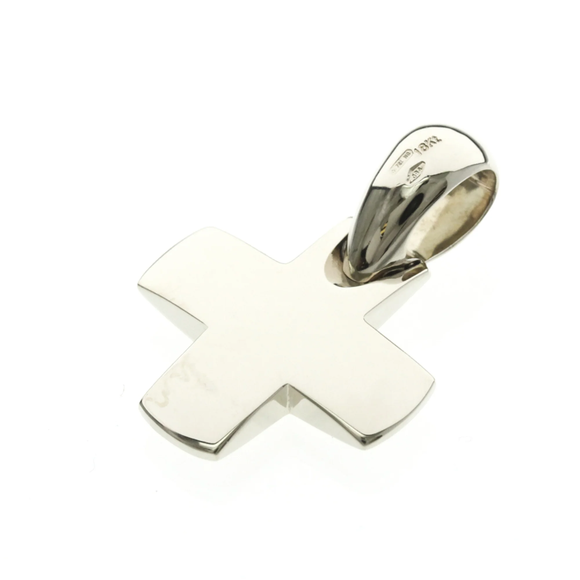 Cross Top Charm Pendant Necklace 18K White Gold - Image 3