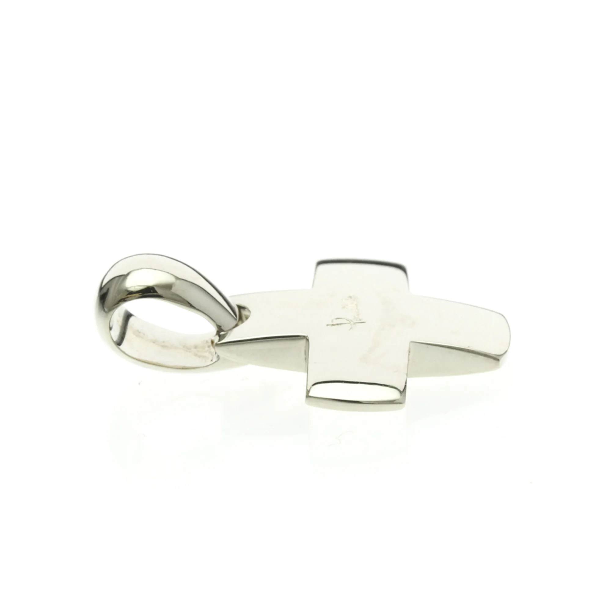 Cross Top Charm Pendant Necklace 18K White Gold - Image 6