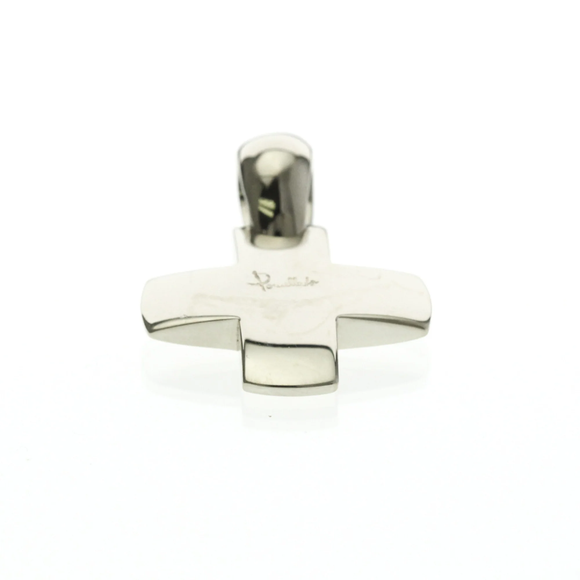 Cross Top Charm Pendant Necklace 18K White Gold - Image 7