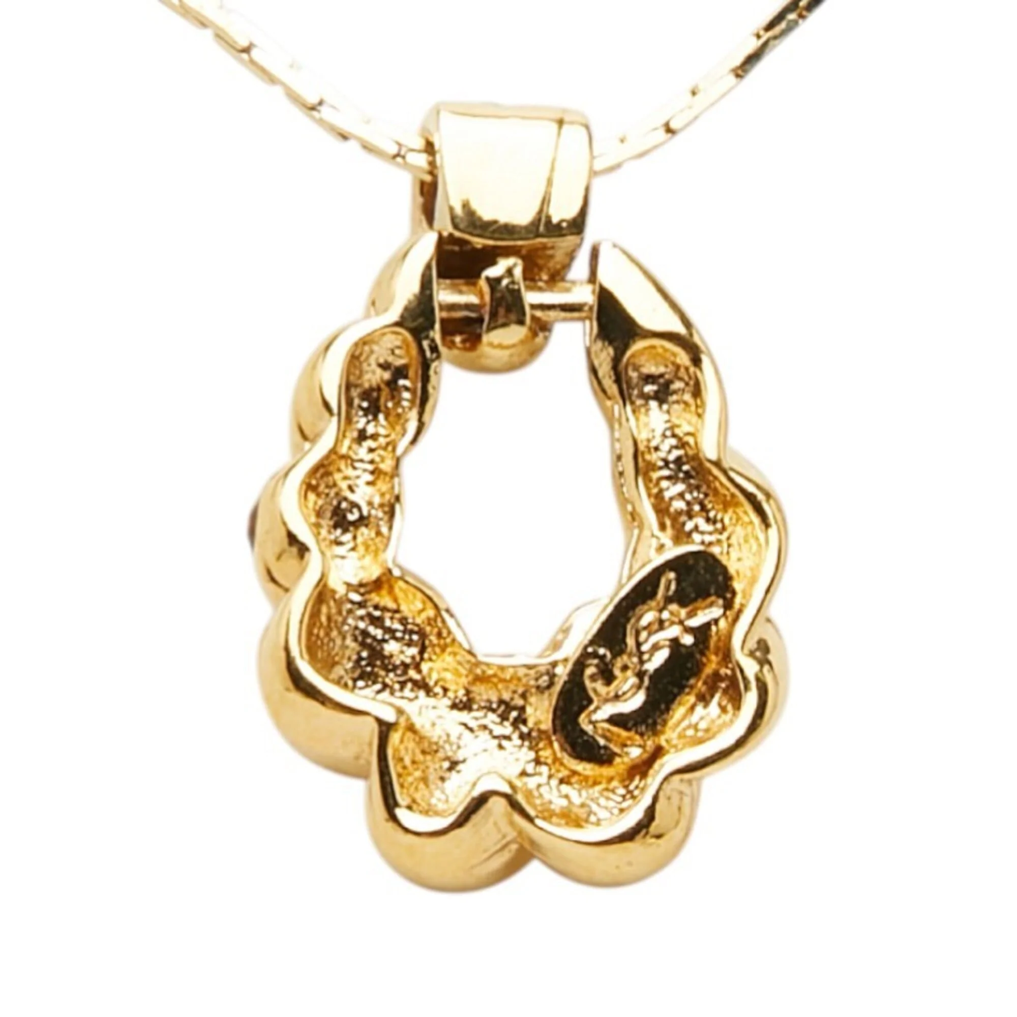 Open Drop Pendant Necklace Gold with Rhinestones - Image 3