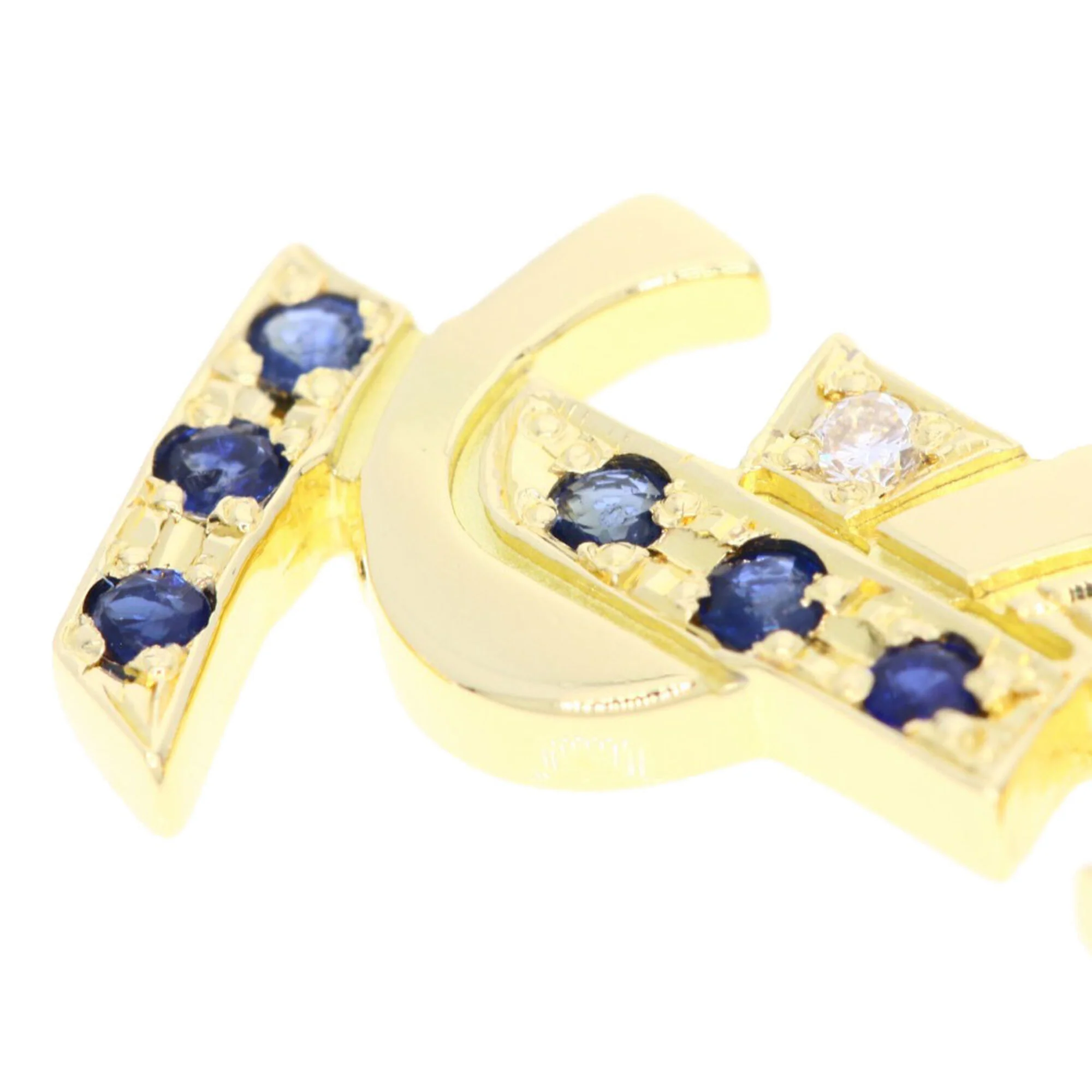Pendant Necklace 18K Yellow Gold with Diamond and Sapphire - Image 8