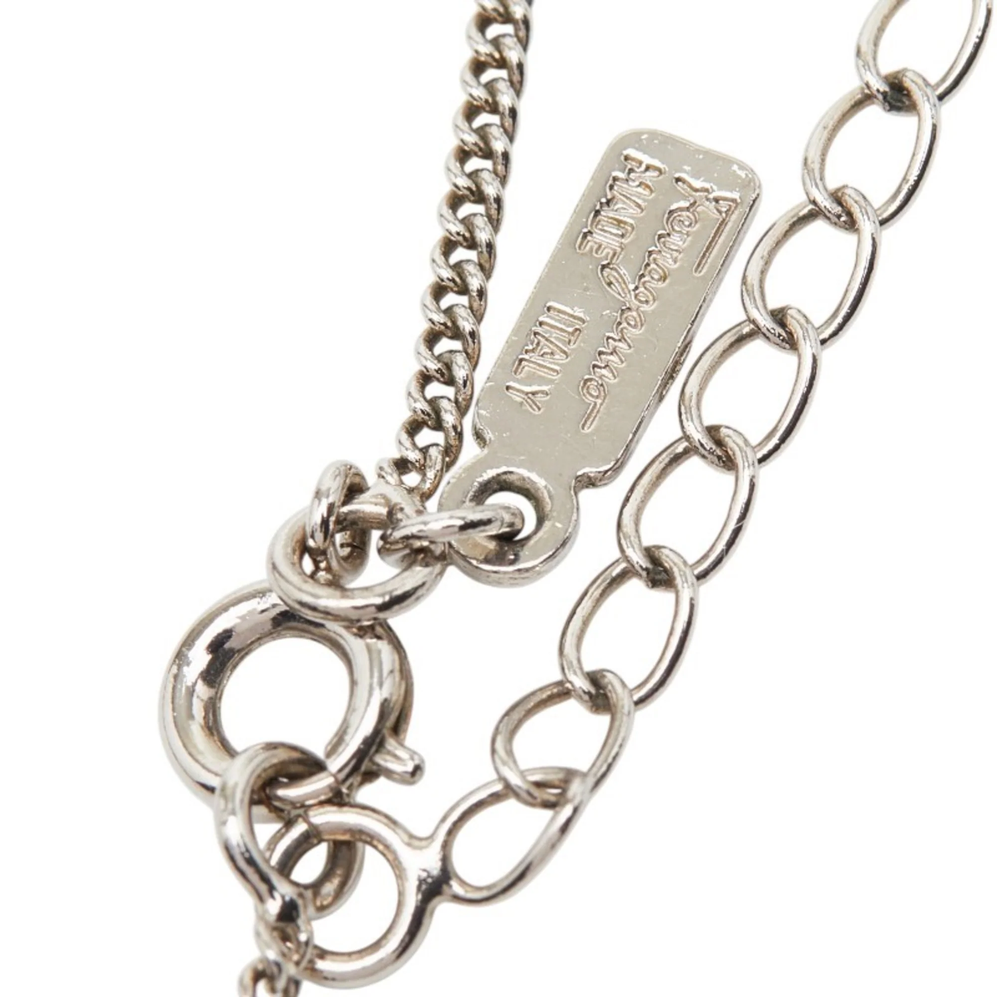 Pendant Necklace Metal and Rhinestone Silver - Image 5
