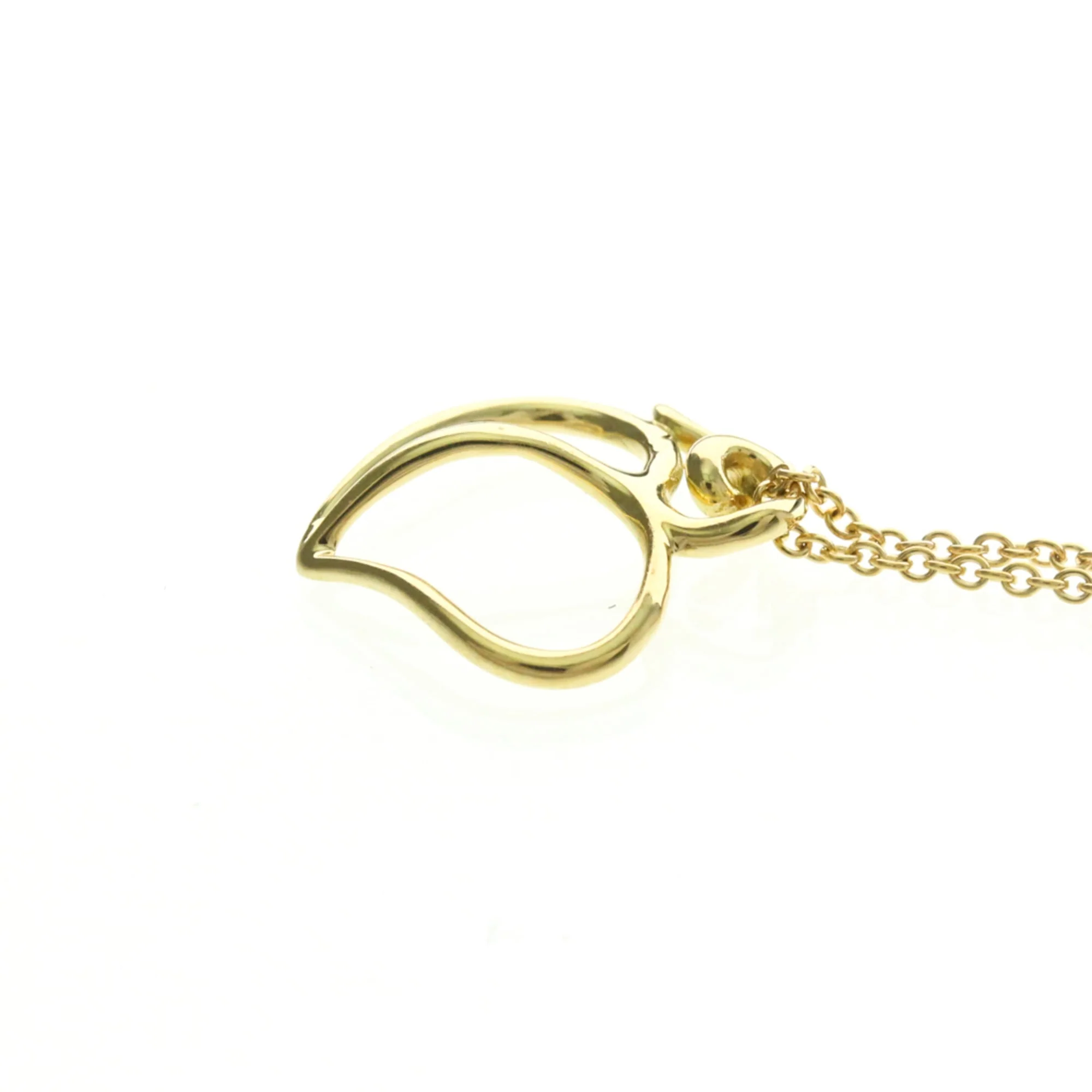 Apple Leaf Heart Pendant Necklace 18K Yellow Gold - Image 3