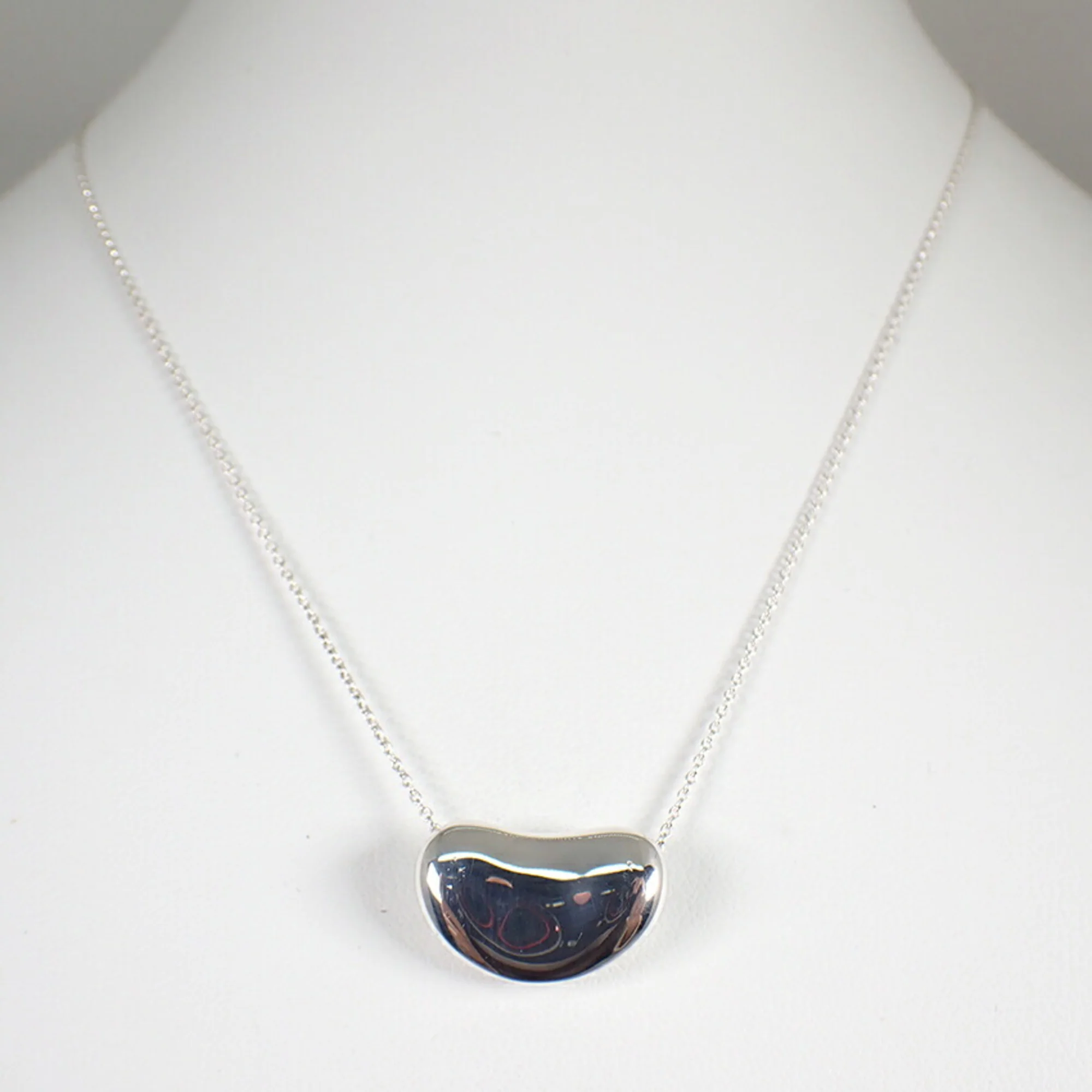 Bean Pendant Necklace Sterling Silver 12mm - Image 3
