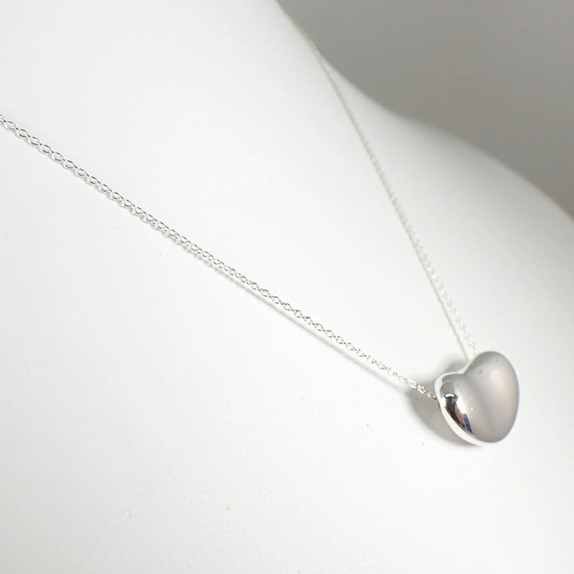 Bean Pendant Necklace Sterling Silver 12mm - Image 4