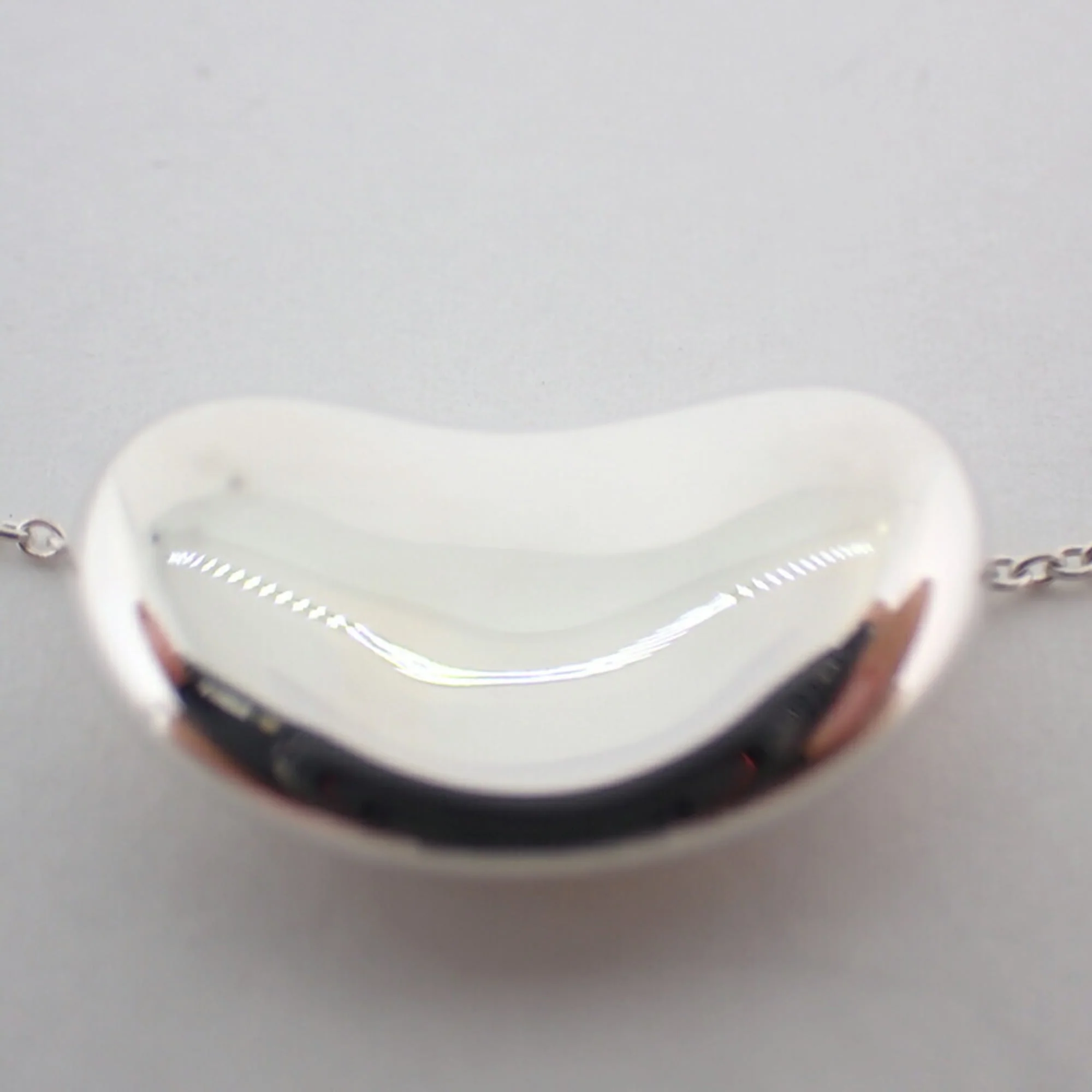 Bean Pendant Necklace Sterling Silver 12mm - Image 6