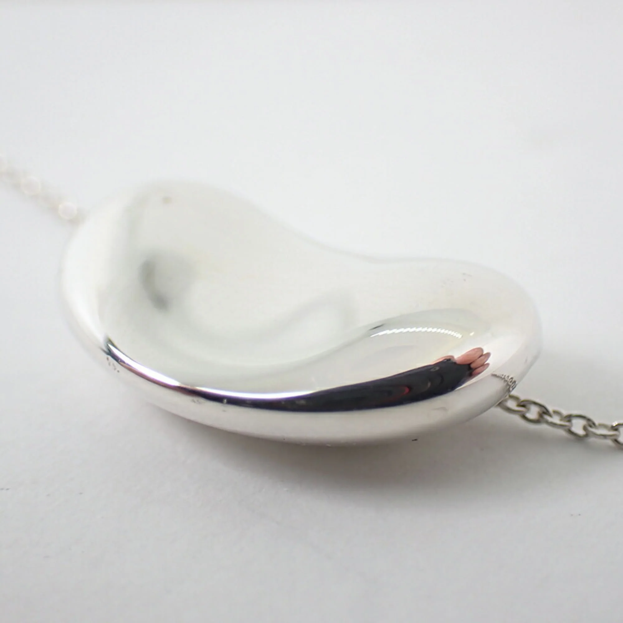 Bean Pendant Necklace Sterling Silver 12mm - Image 7