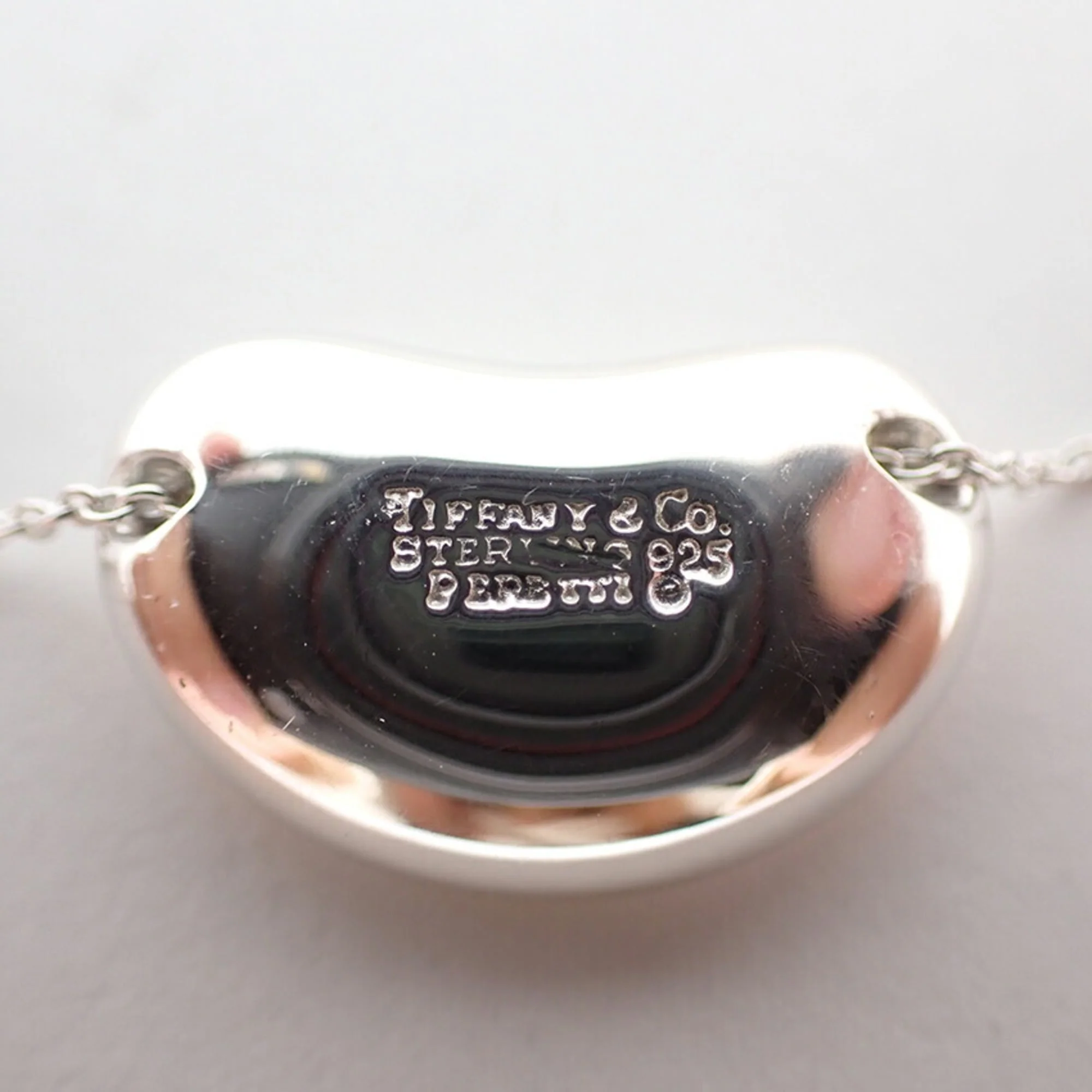Bean Pendant Necklace Sterling Silver 12mm - Image 8