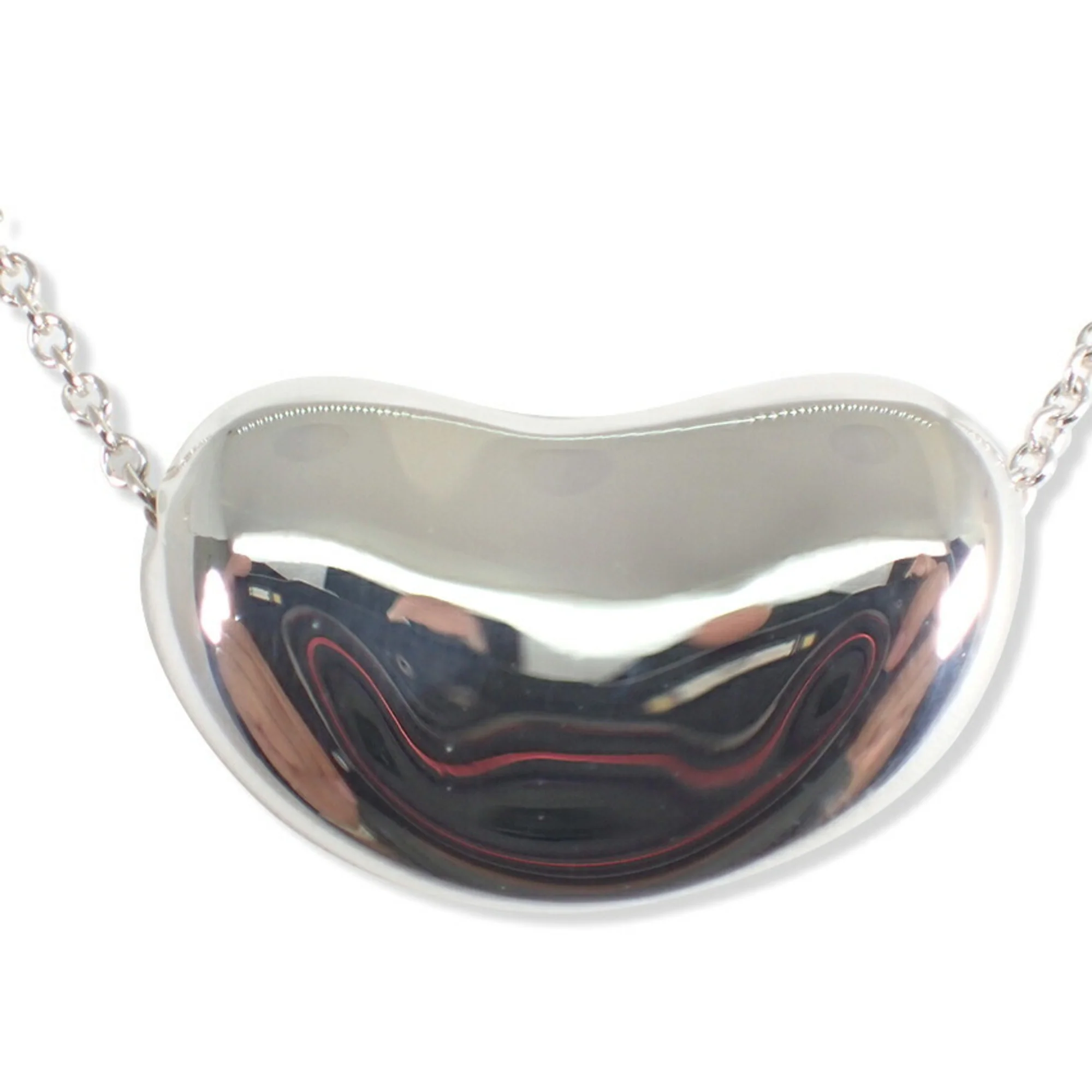 Bean Pendant Necklace Sterling Silver 12mm - Image 2