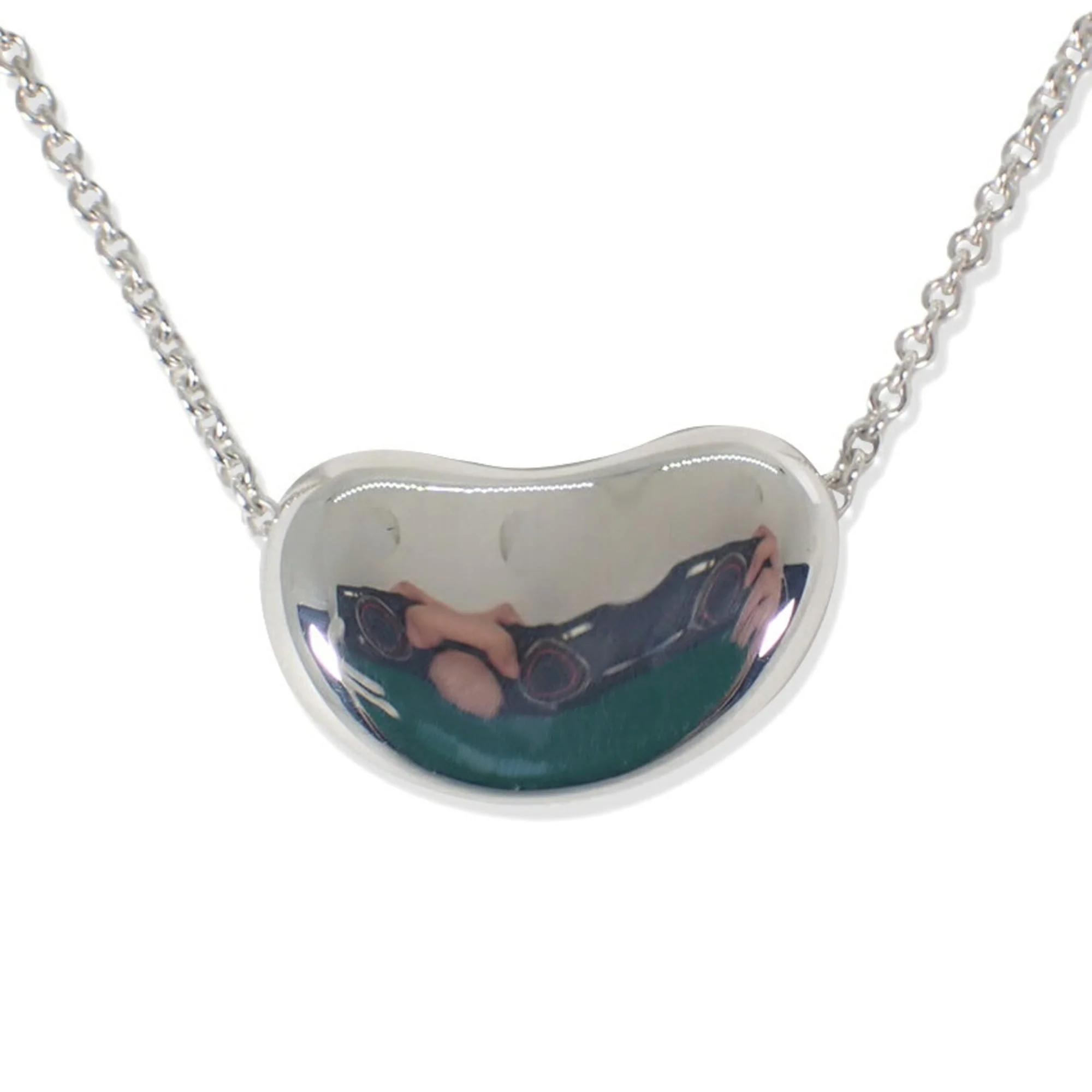 Bean Pendant Necklace Sterling Silver 13mm - Image 2