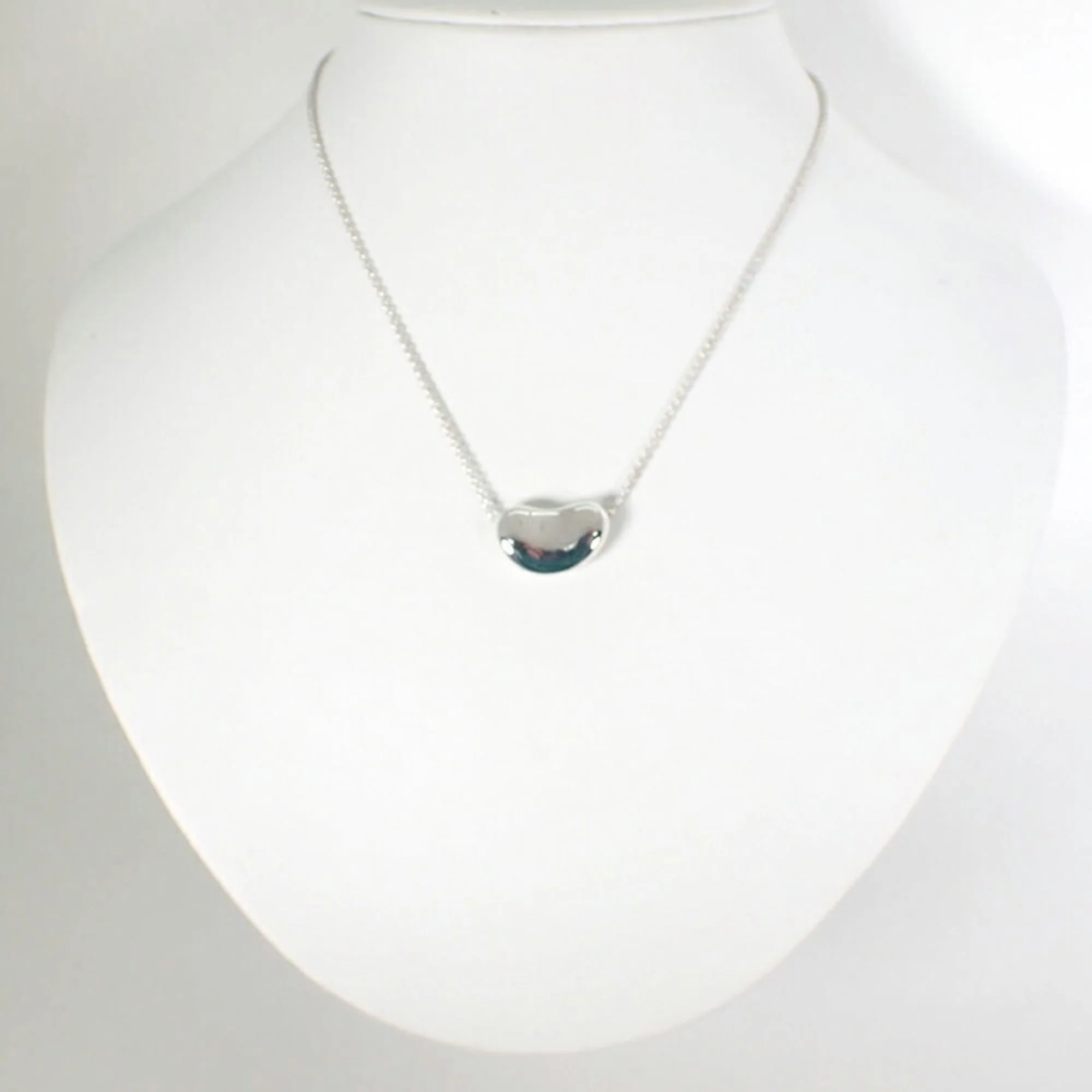 Bean Pendant Necklace Sterling Silver 13mm - Image 3
