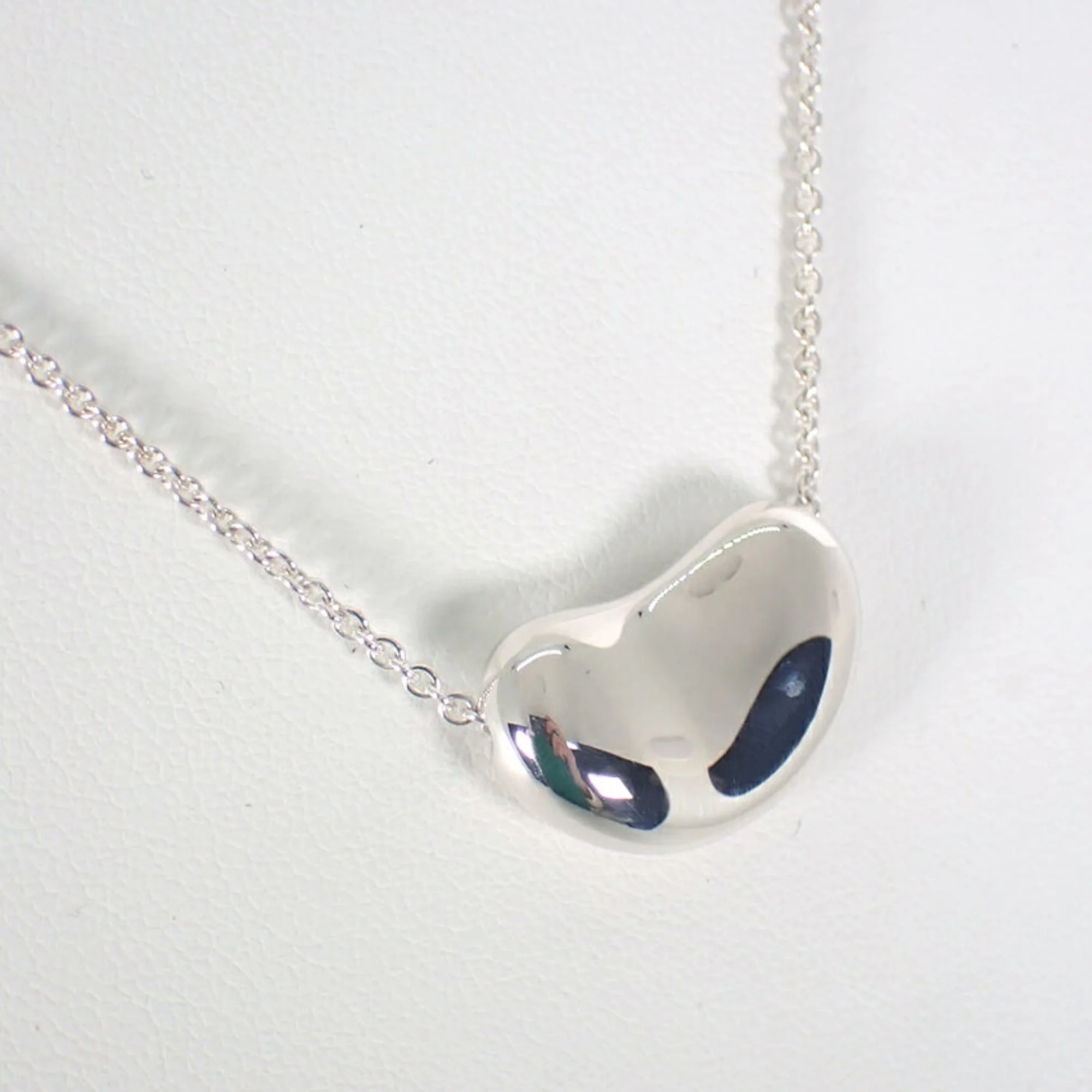 Bean Pendant Necklace Sterling Silver 13mm - Image 4